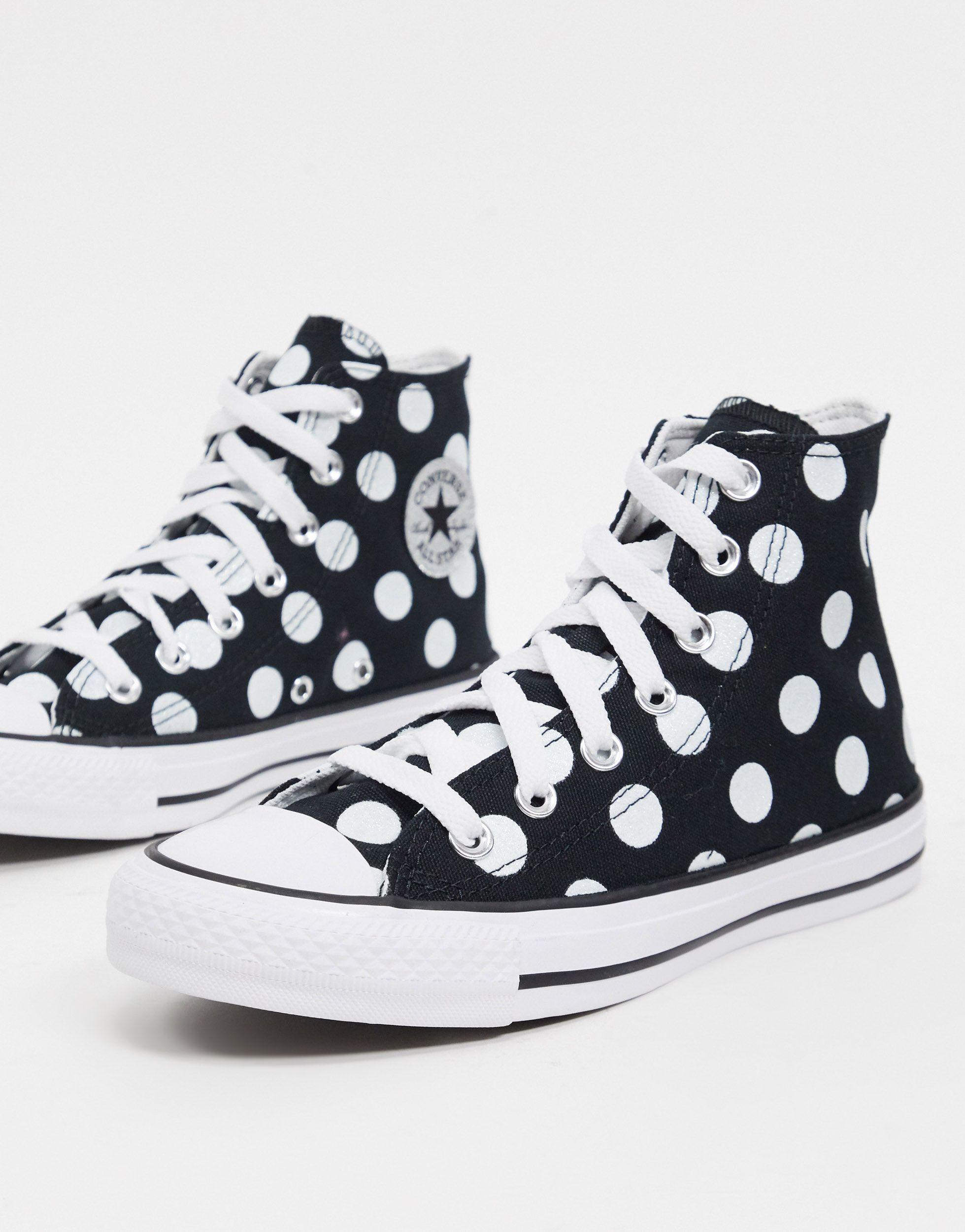 Subdividir tarta Disponible Zapatillas altas Chuck Taylor negras con lunares y logo Converse de color  Negro | Lyst