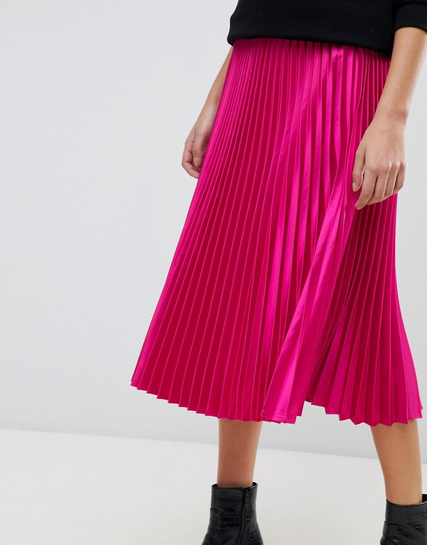 hot pink midi pleated skirt Big sale - OFF 63%