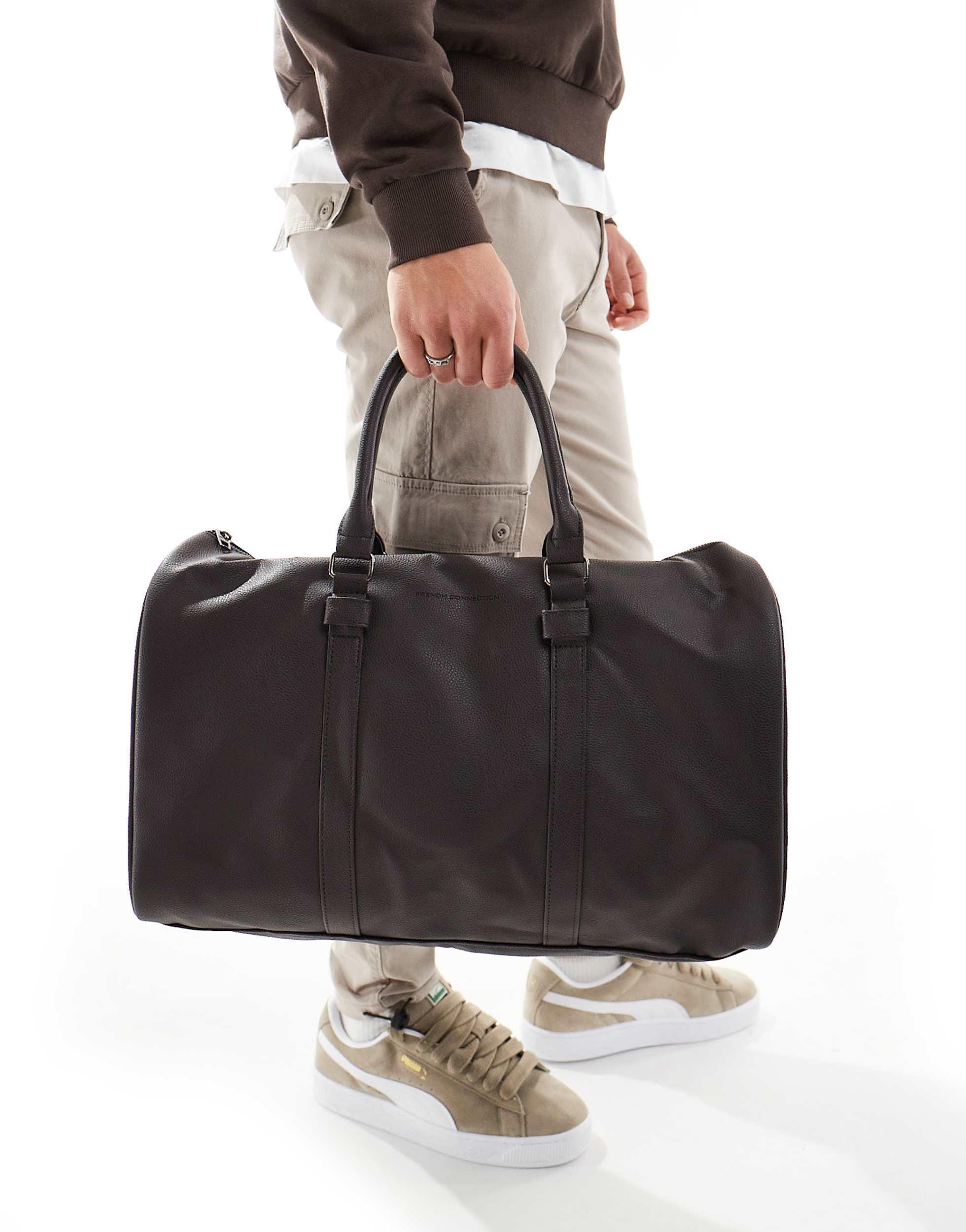 Sac Week-end French Connection – Fourre-tout Noir 40-60L – Unisexe, Sangle Réglable (neuf)