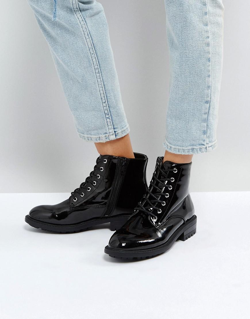 Faith Brent Lace Up Boots in Black - Lyst