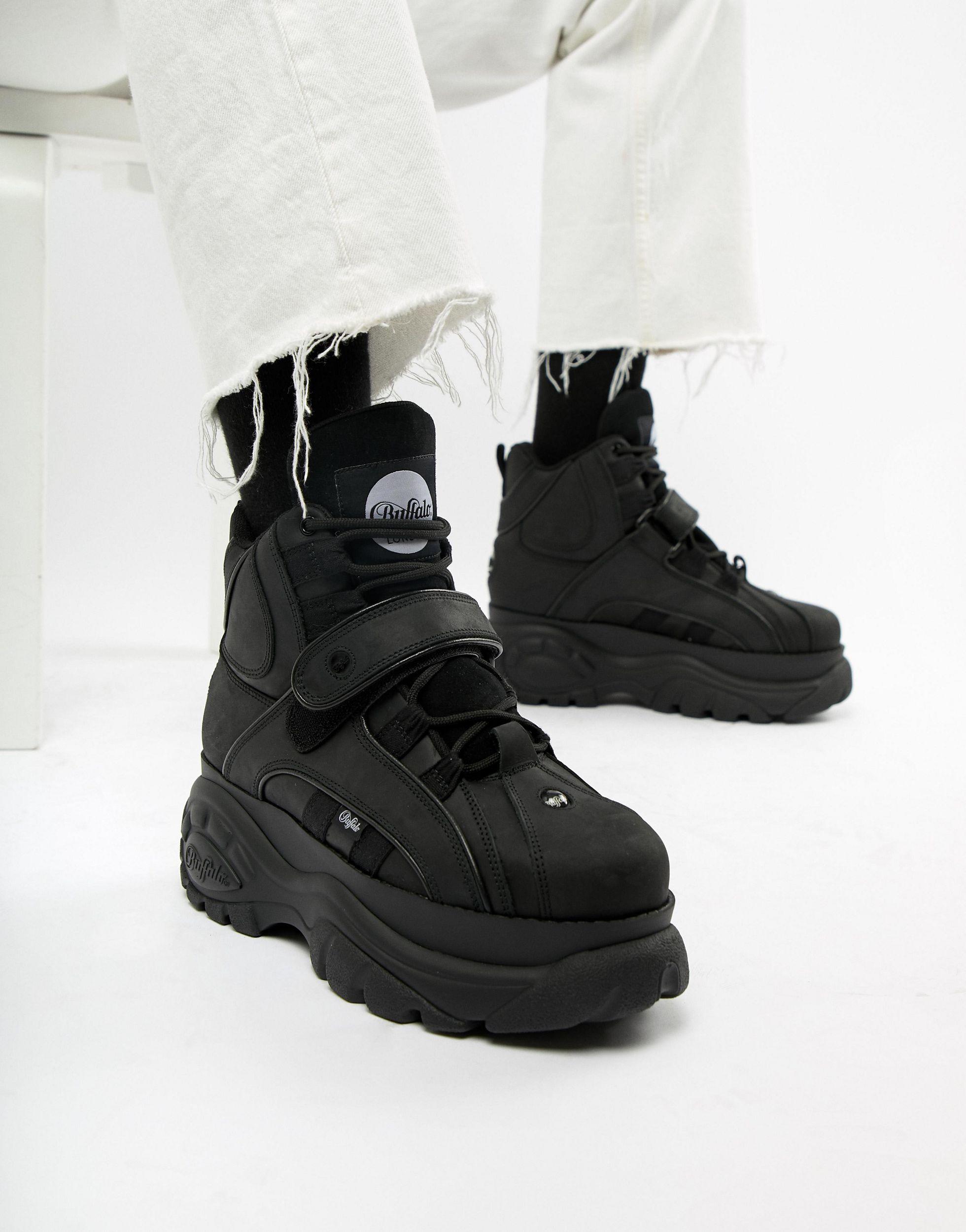 Buffalo Classic Hi Top Chunky Sole Trainers in Black for Men | Lyst