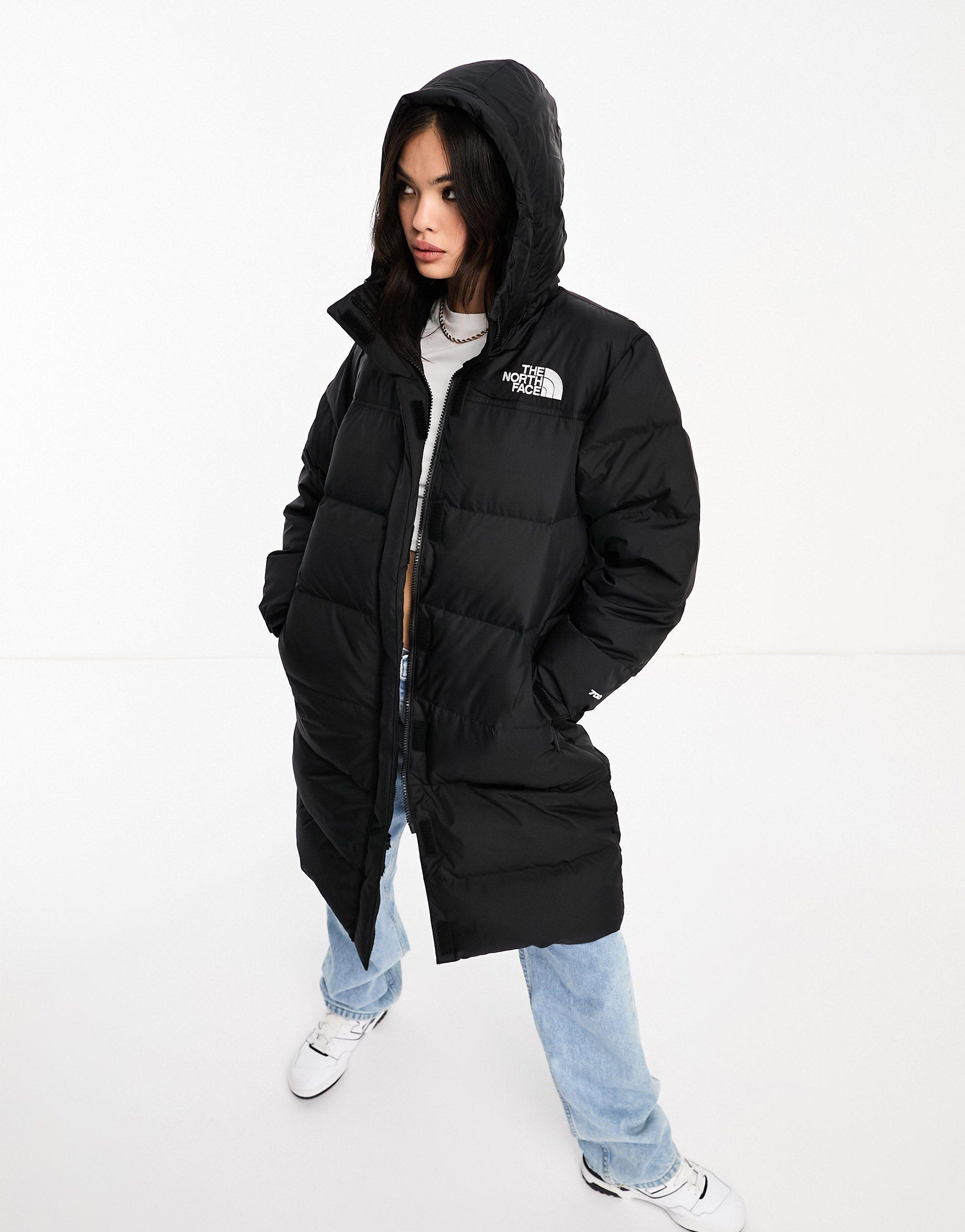 The North Face Nuptse Long Down Puffer Coat in Black | Lyst UK
