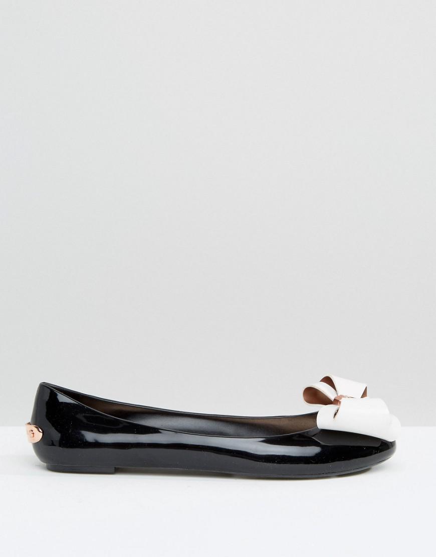 Ted Baker Julivia Bow Black Ballet Flat Shoes | Lyst UK