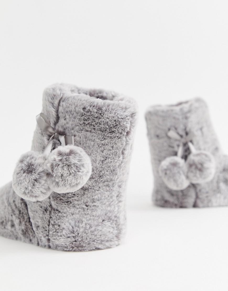 white fluffy boot slippers