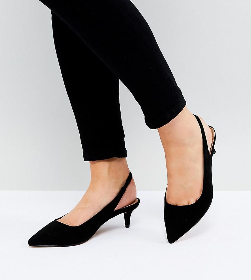 ASOS Denim Asos Spirit Wide Fit Slingback Kitten Heels in Black - Lyst