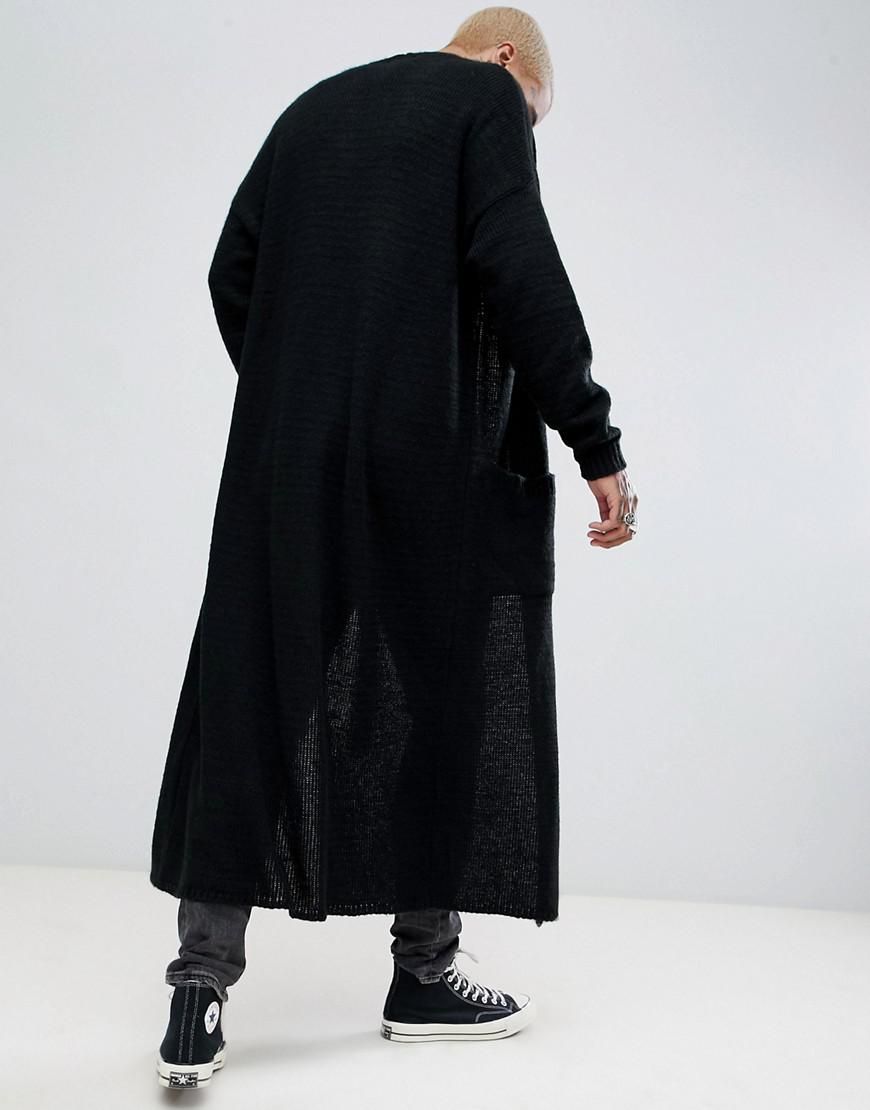 Cardigan ultra long texturé - Noir ASOS pour homme en coloris Noir | Lyst