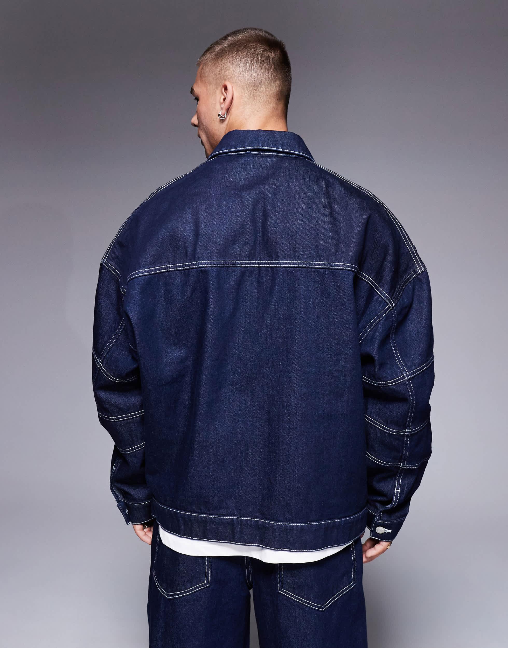 Asos Veste Veste En Jean Homme Motif Veste D'ensemble Oversize En