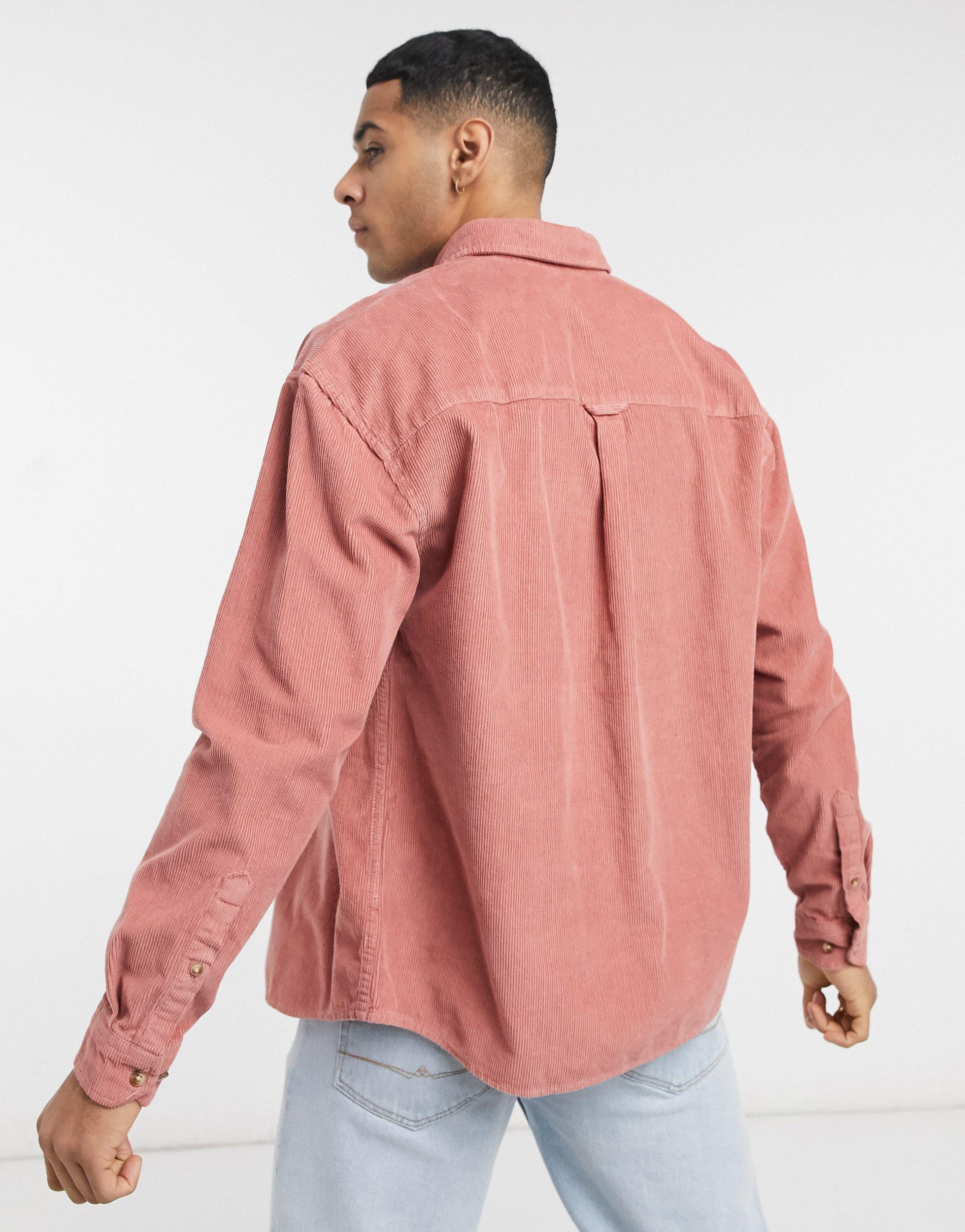 ASOS 90s Oversized Cord Shirt in Pink for Men | Lyst