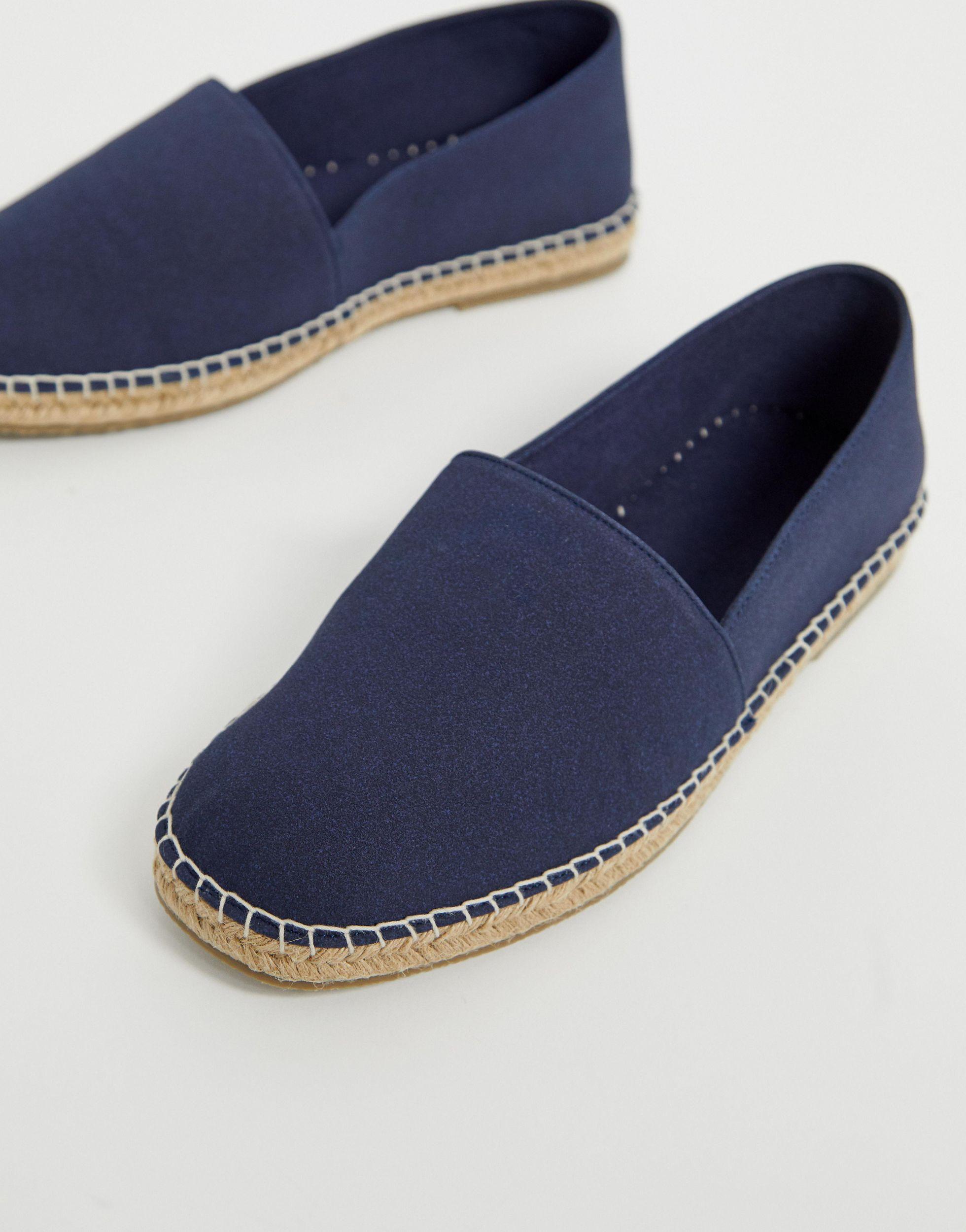 ASOS Canvas Wide Fit Square Toe Espadrilles in Navy (Blue) for Men - Lyst