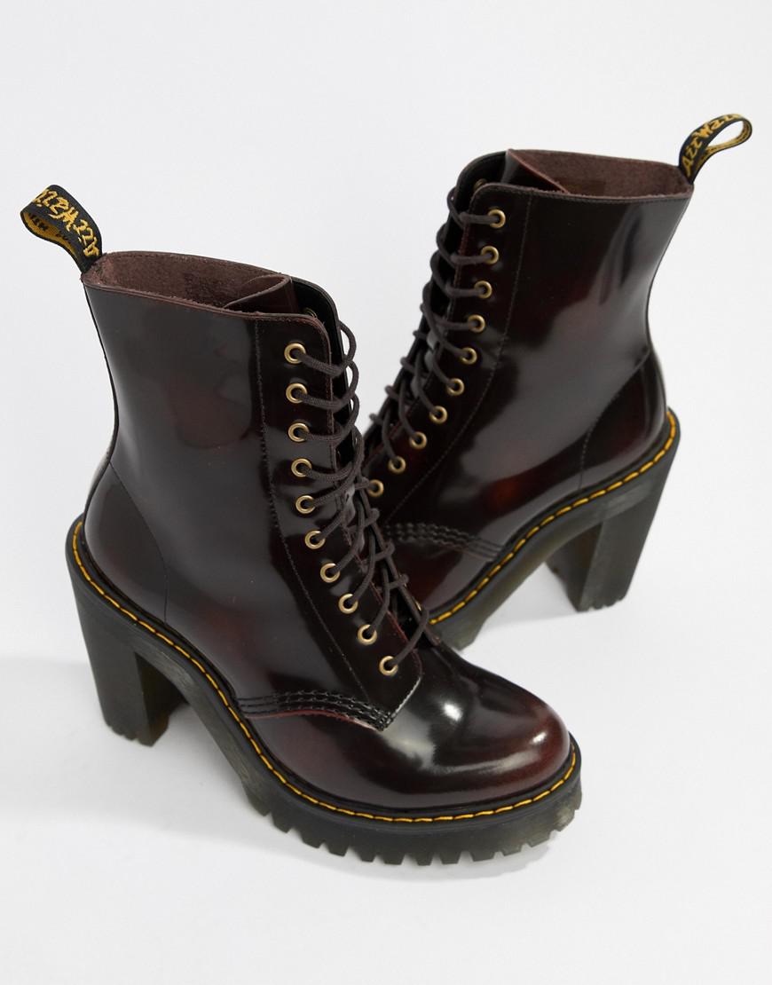 Dr. Martens Kendra Cherry Leather Heeled Ankle Boots in Red | Lyst