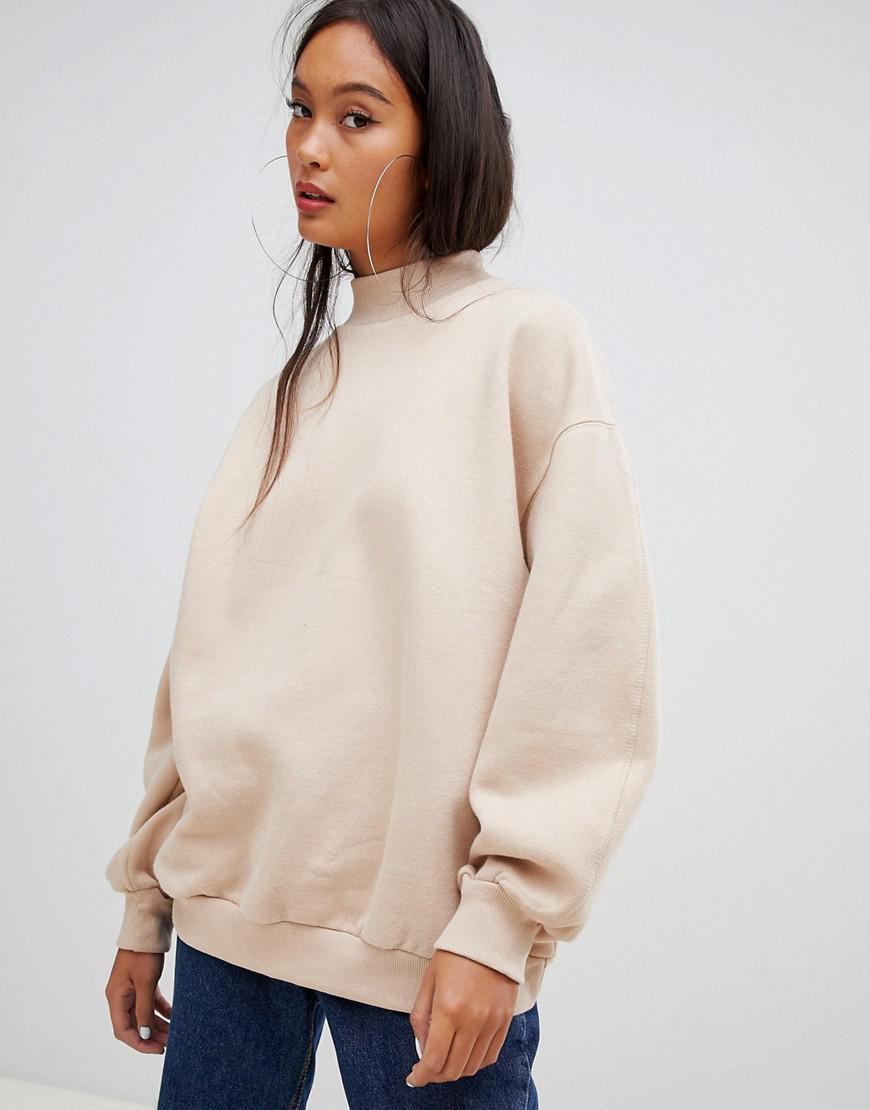 Pull oversize encolure haute Jean Bershka en coloris Neutre - Lyst