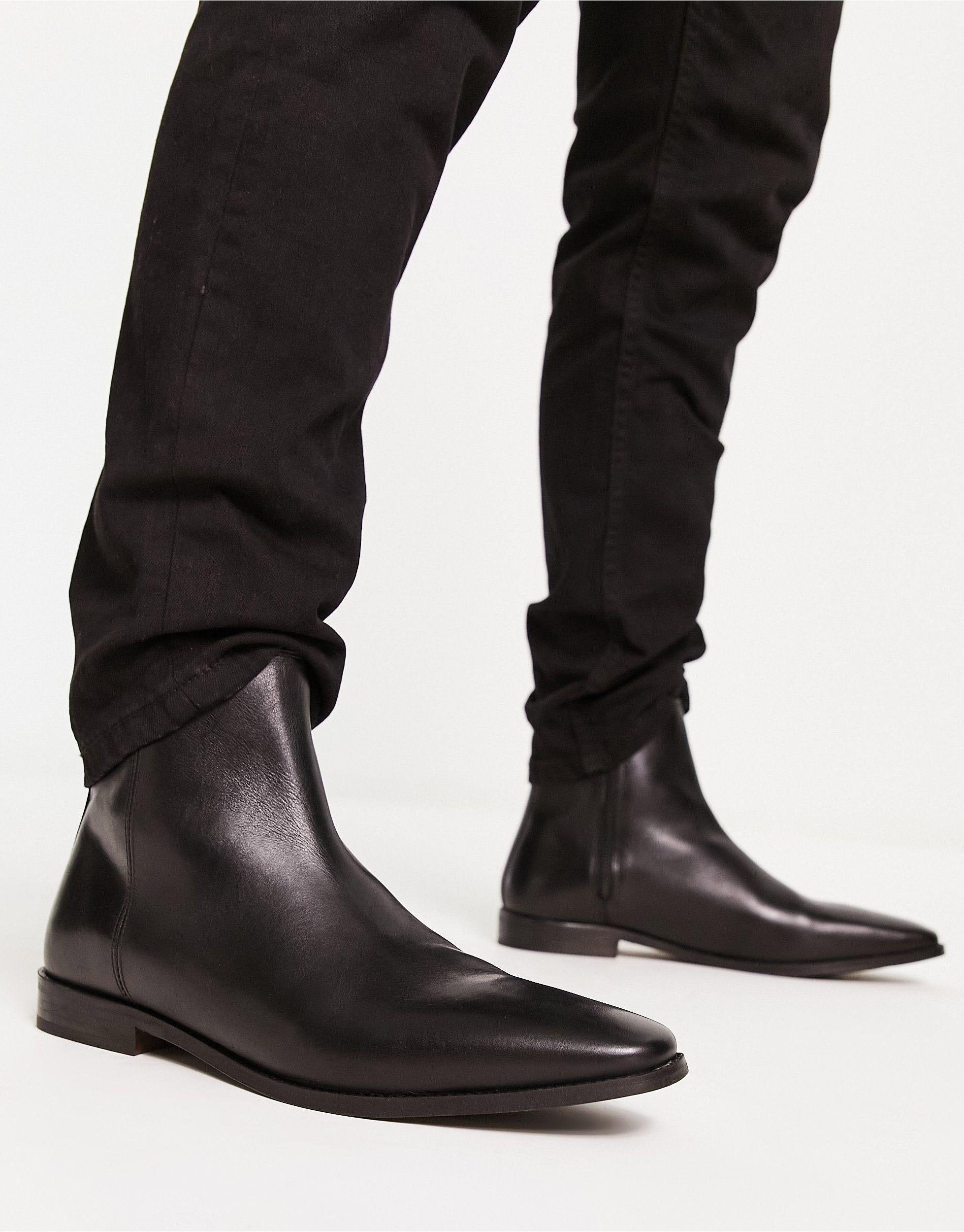 Red Tape Side Seam Smart Ankle Boots in Black for Men