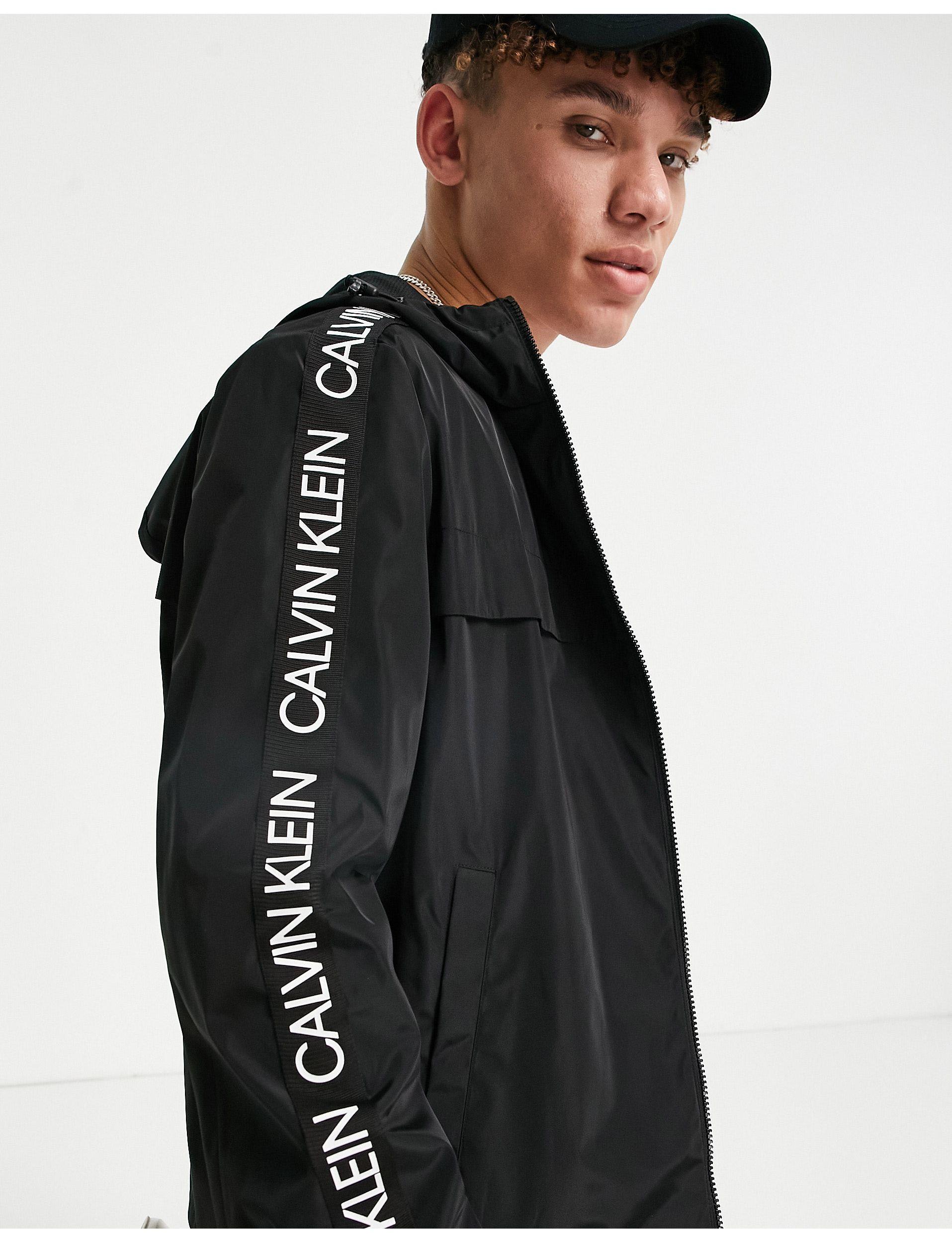 Calvin Klein Lightweight Hooded Jacket With Logo Detail in Black for Men |  Lyst