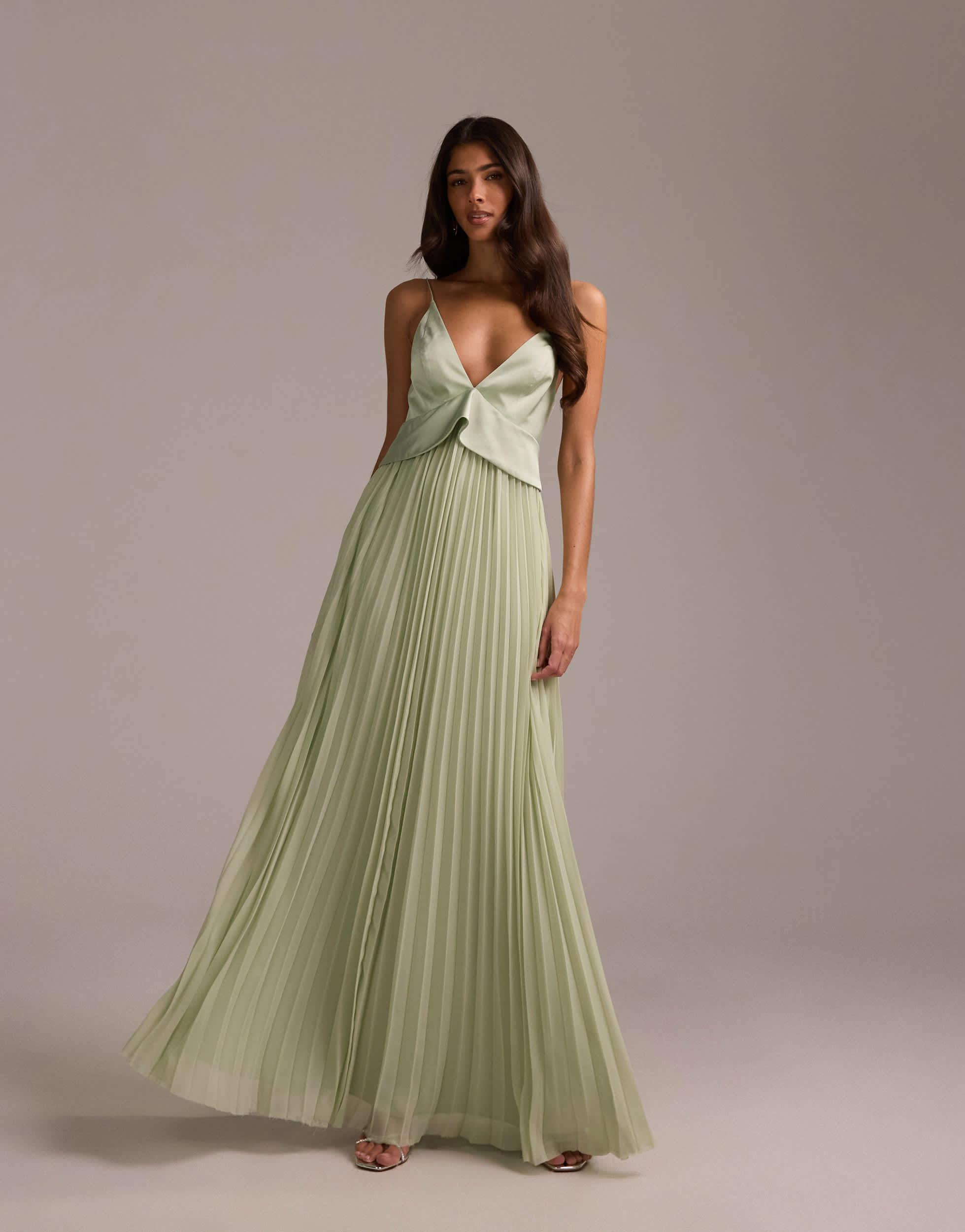 ASOS Bridesmaids Hybrid Cami Maxi Dress With Pleat Skirt in Green | Lyst ASOS Bridesmaids Hybrid Cami Maxi Dress With Pleat Skirt in Green | Lyst