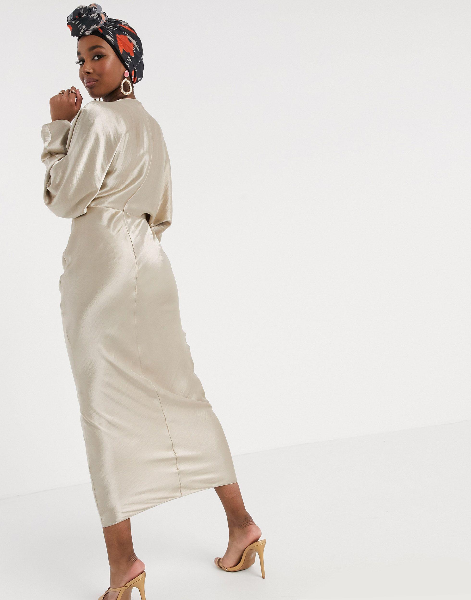 ASOS Synthetic Satin Batwing Bias Cut 