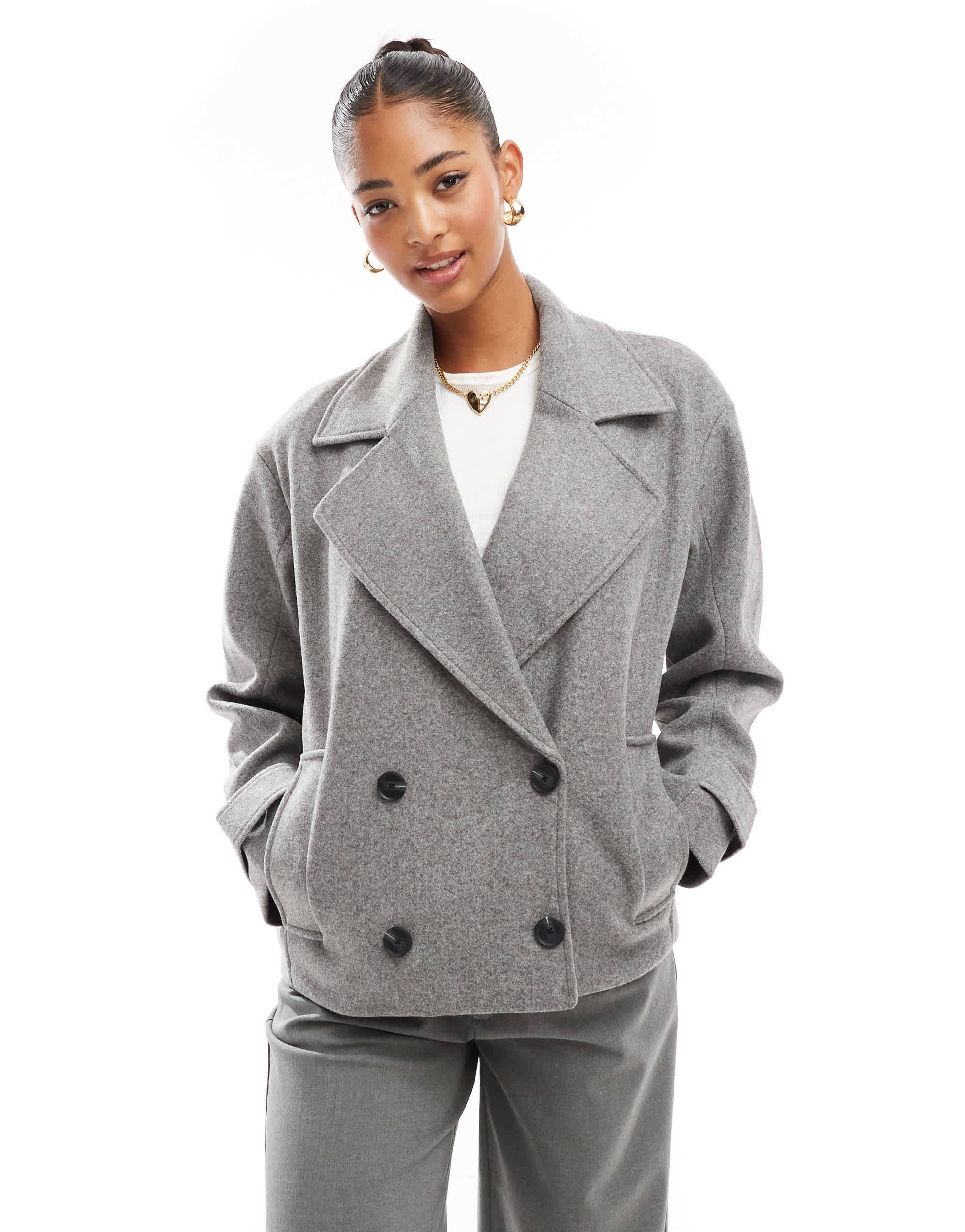 Trench-coat court effet laine Pull&Bear en coloris Gris Lyst