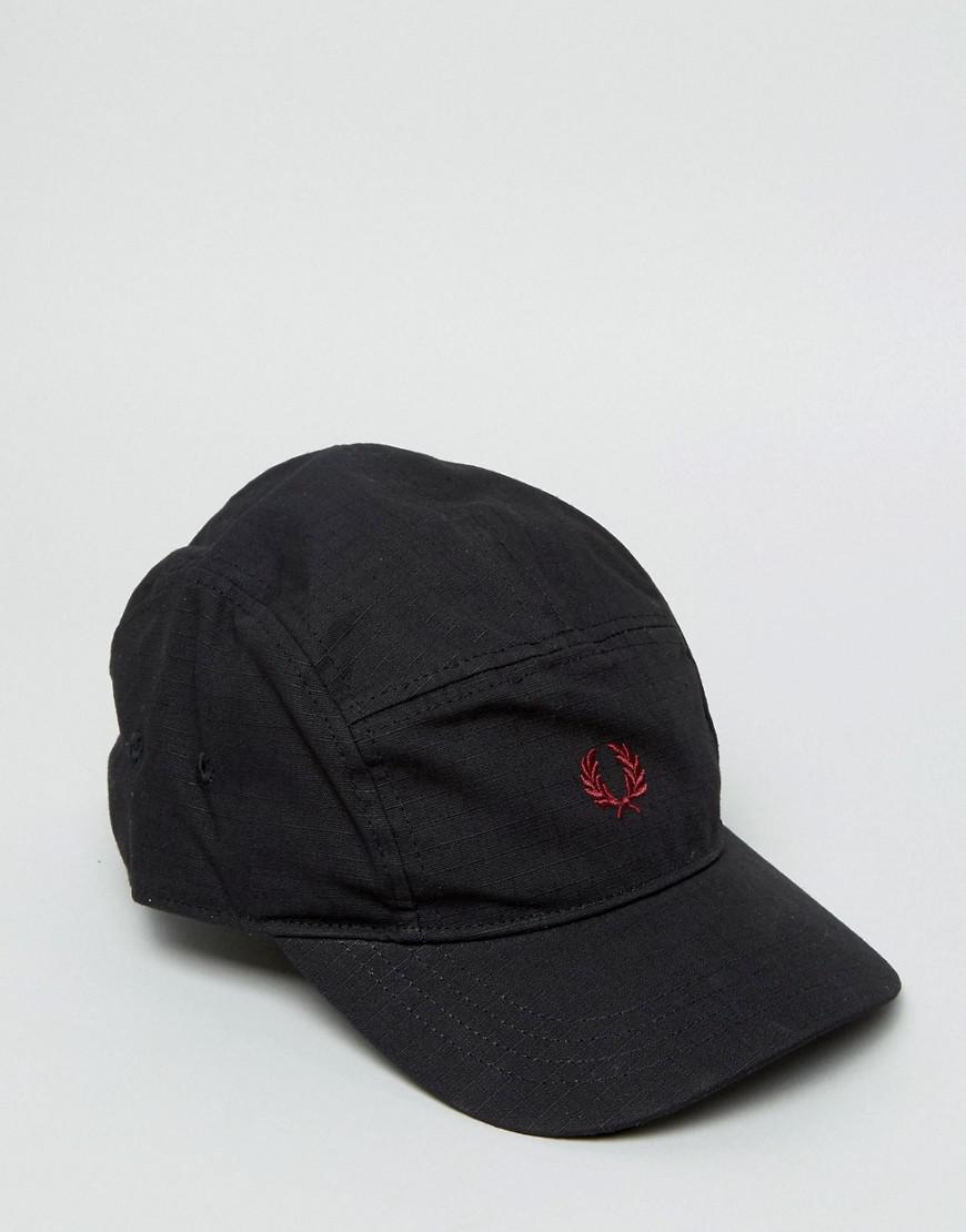 Fred Perry Cotton Logo 5 Panel Cap In Black for Men - Lyst