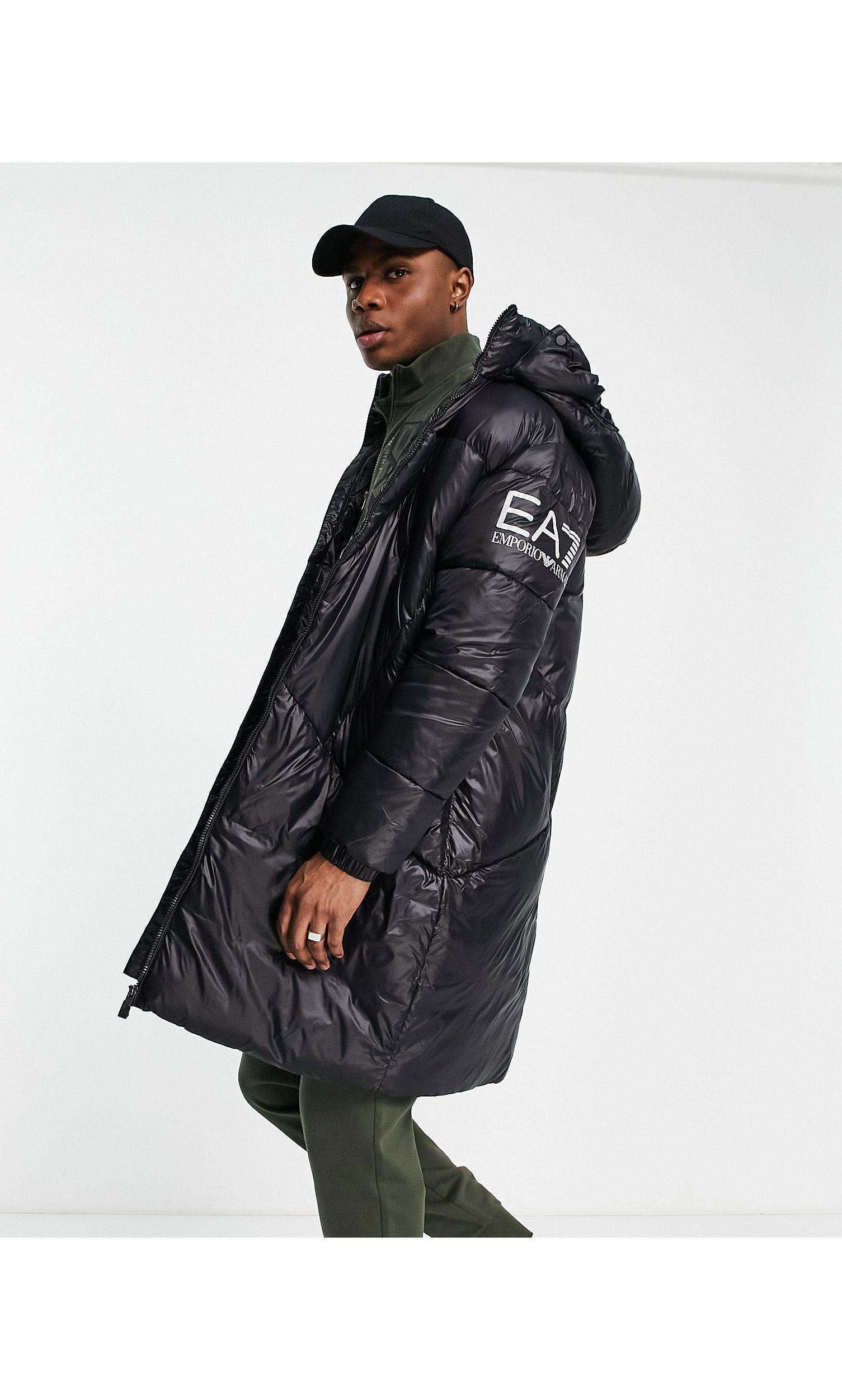 EA7 Armani Arm Logo Parka Jacket in Black for Men | Lyst