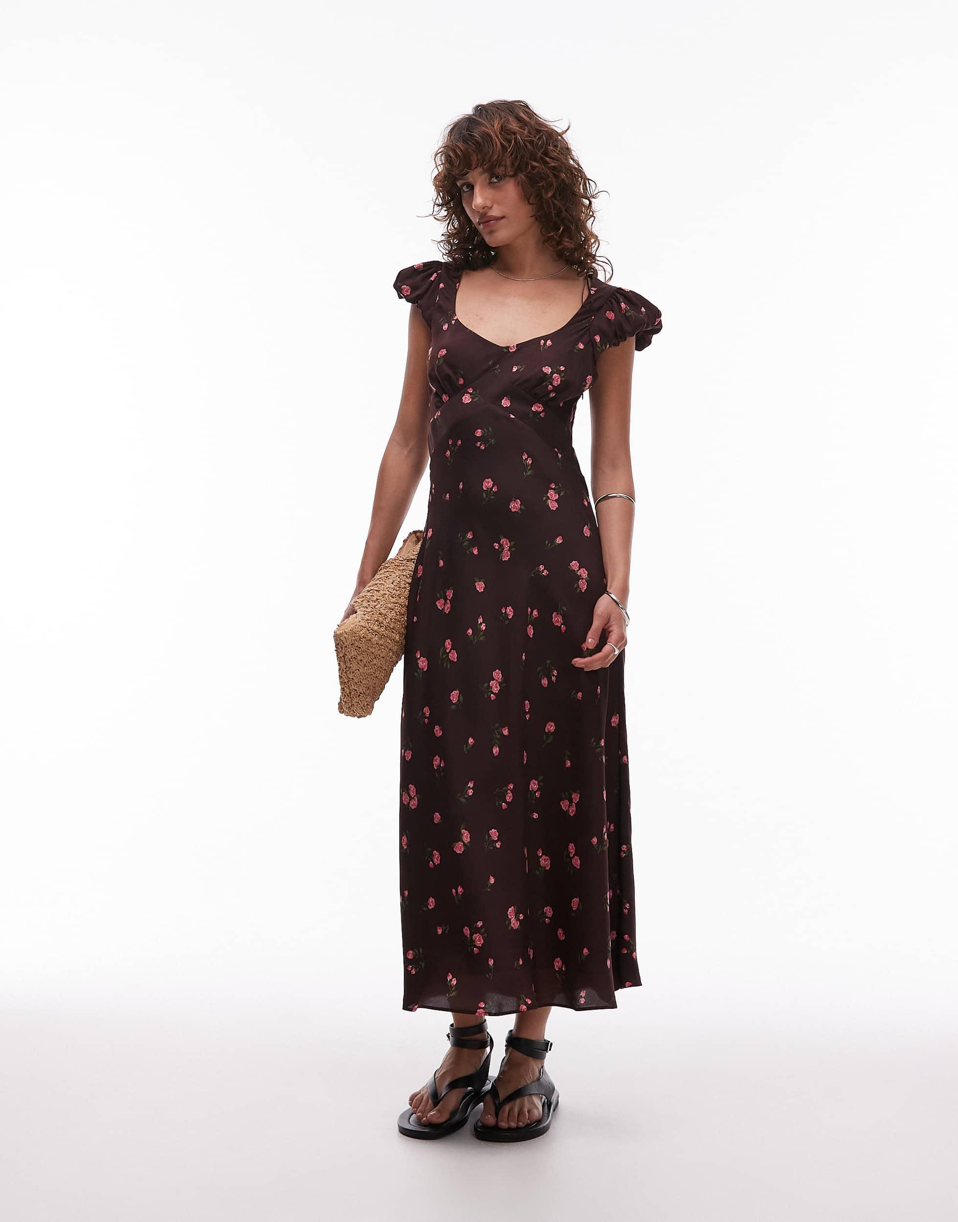 boho dress cotton CHIC EMBROIDERED FLARE PURE FLEX LONG LICENSED Size:MOH Bouquet 9