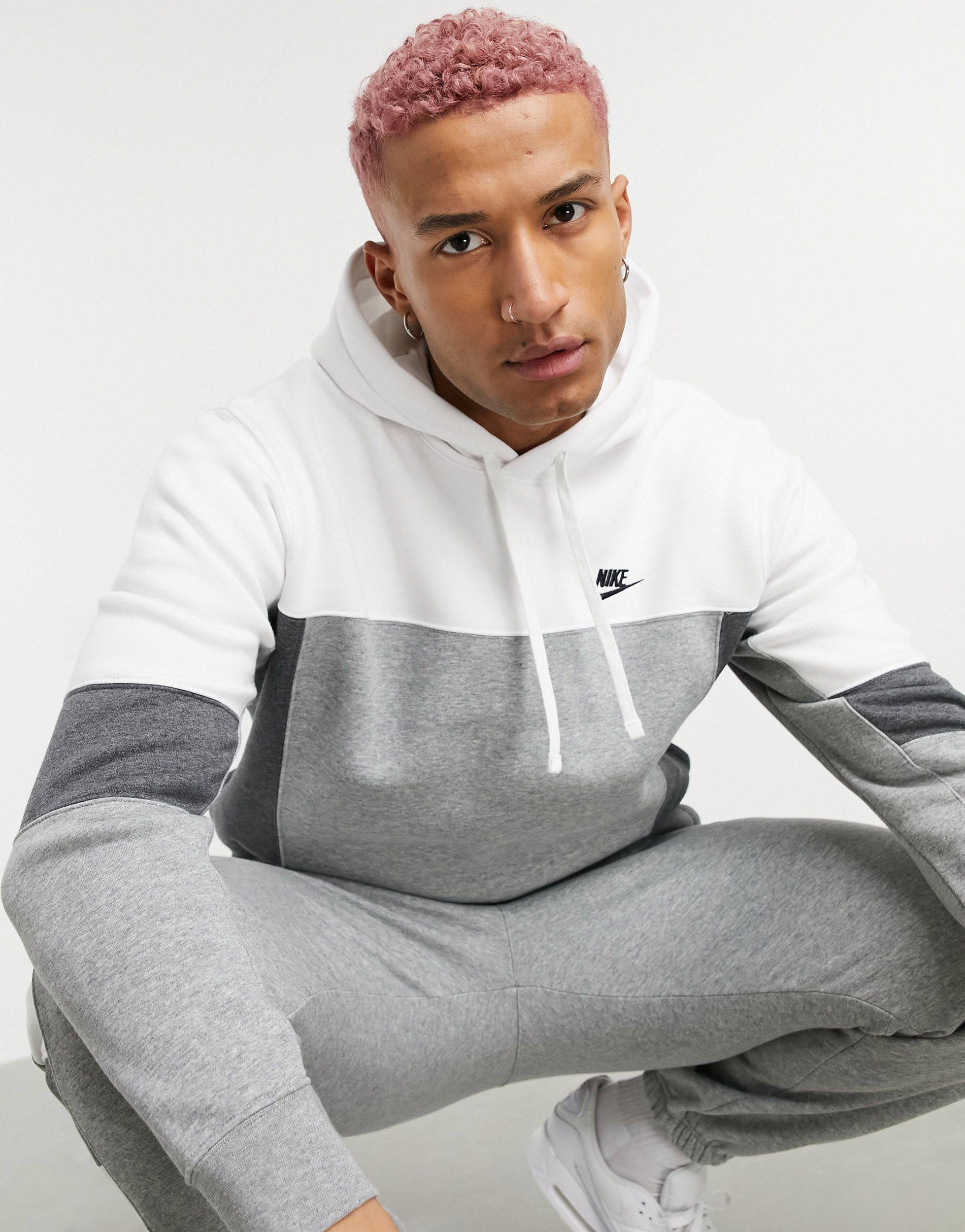 Sudadera con capucha blanca/gris oscura con diseño color block Nike de  hombre de color Blanco | Lyst