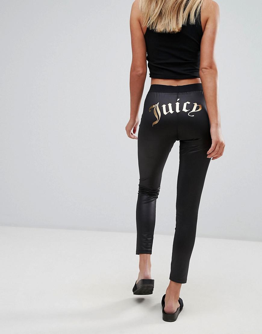 Juicy Couture Womens ACTIVEWEAR  BLACK VELVET EMBROIDERED SPORTS LEGGINGS  Black « Patimark