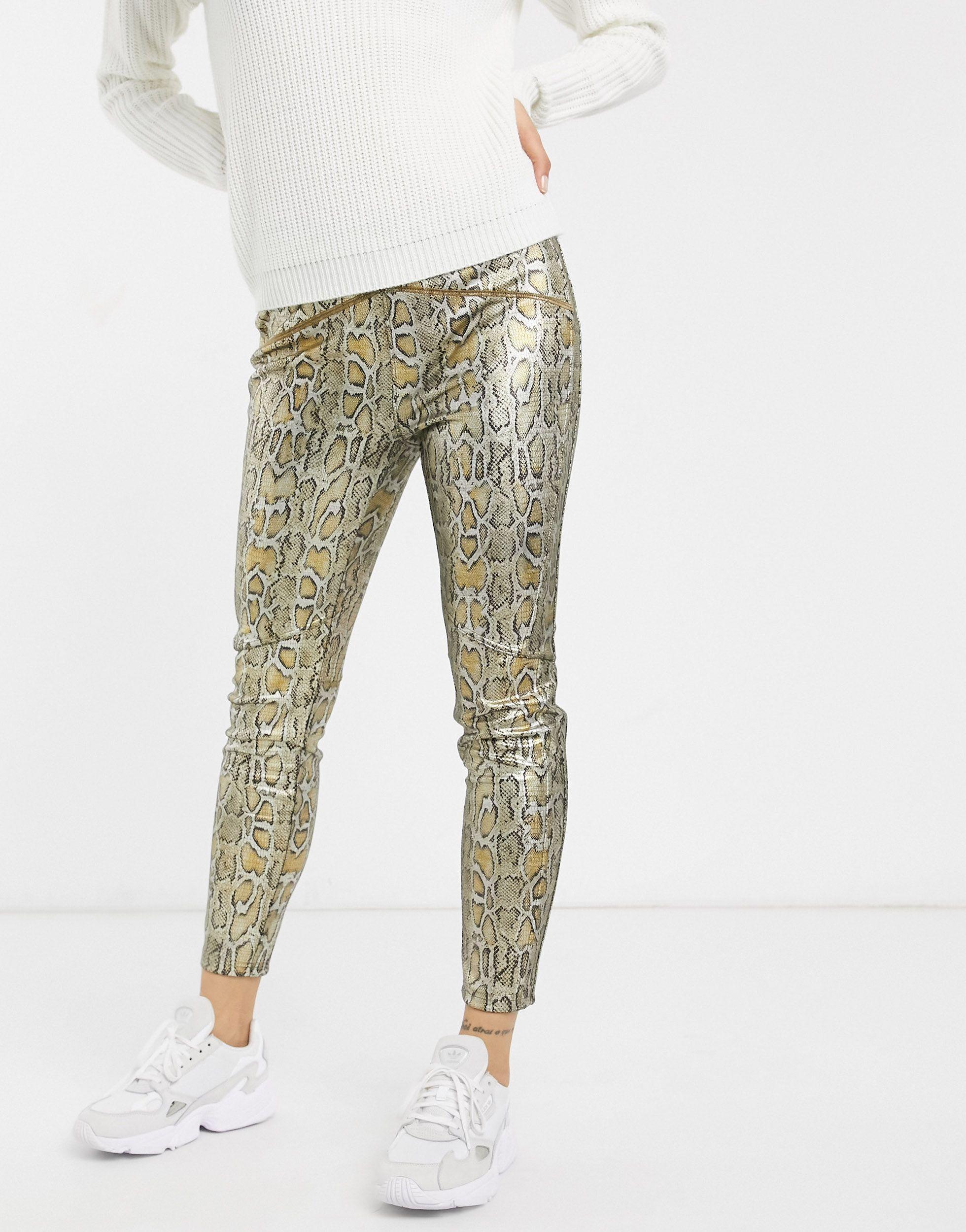 gold pleather pants