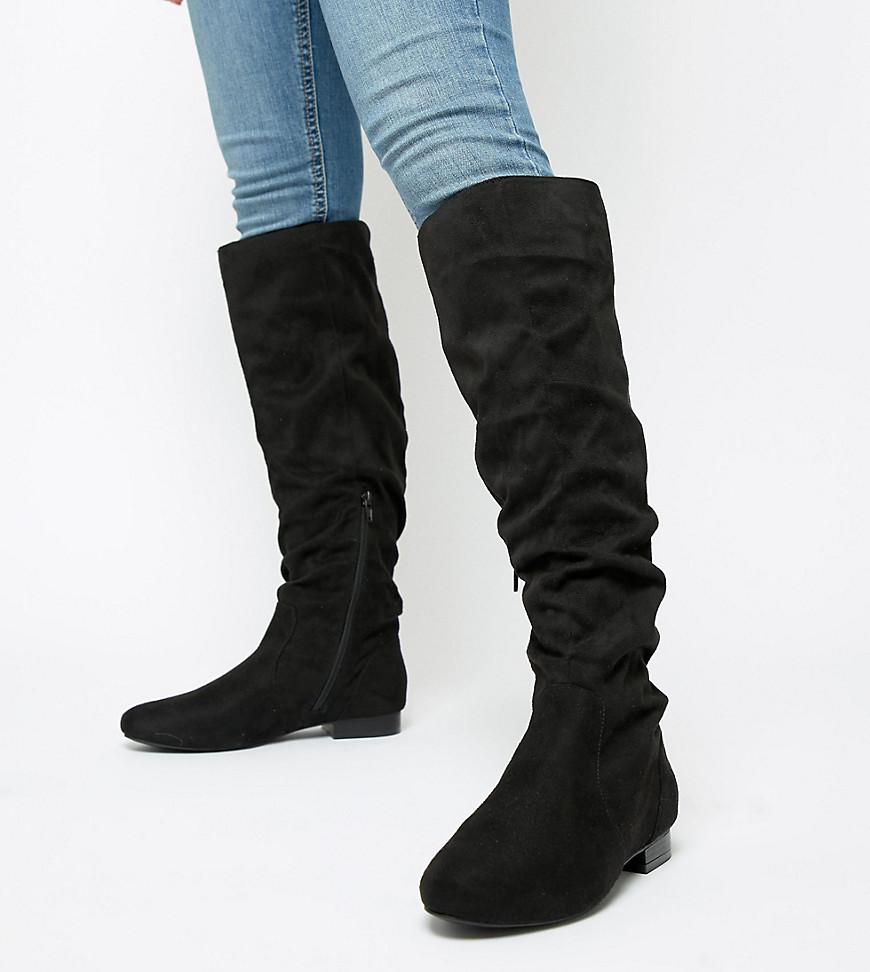 black wide fit boots size 6