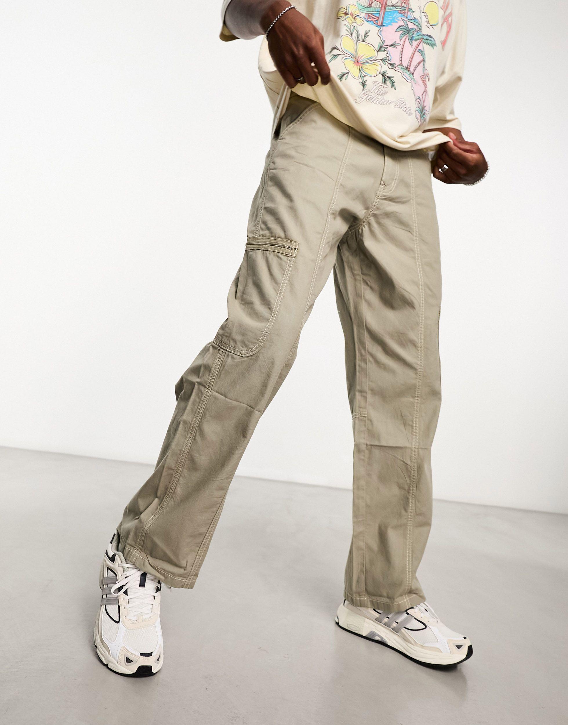 Collusion Cargo Trouser With Zip Detail in Natural for Men Lyst