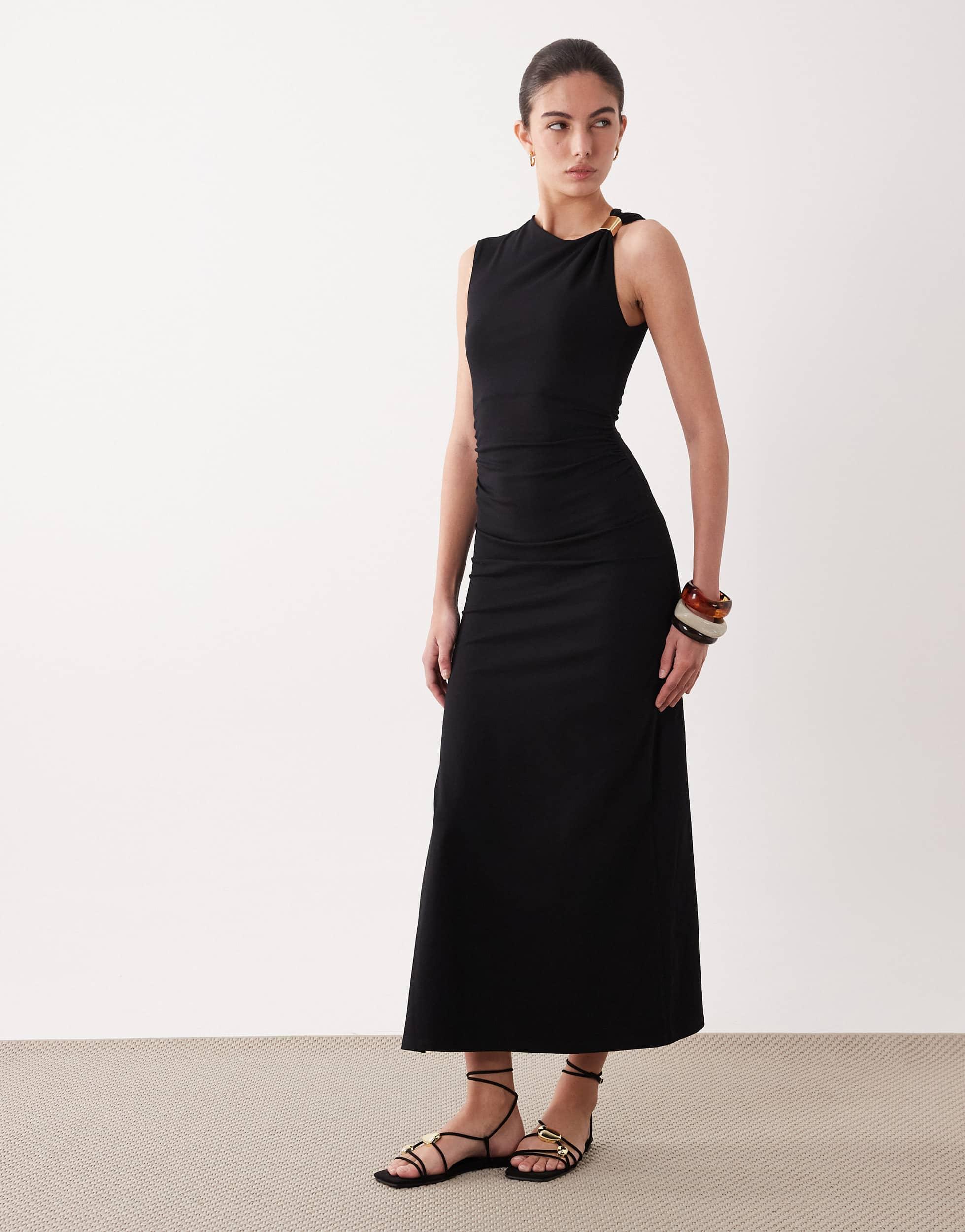 cult gaia black dress with gold Cult Gaia - Vaela Gown