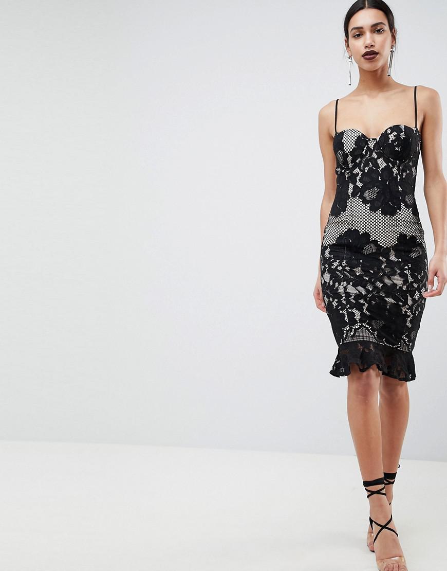 girl in mind lace frill hem midi dress