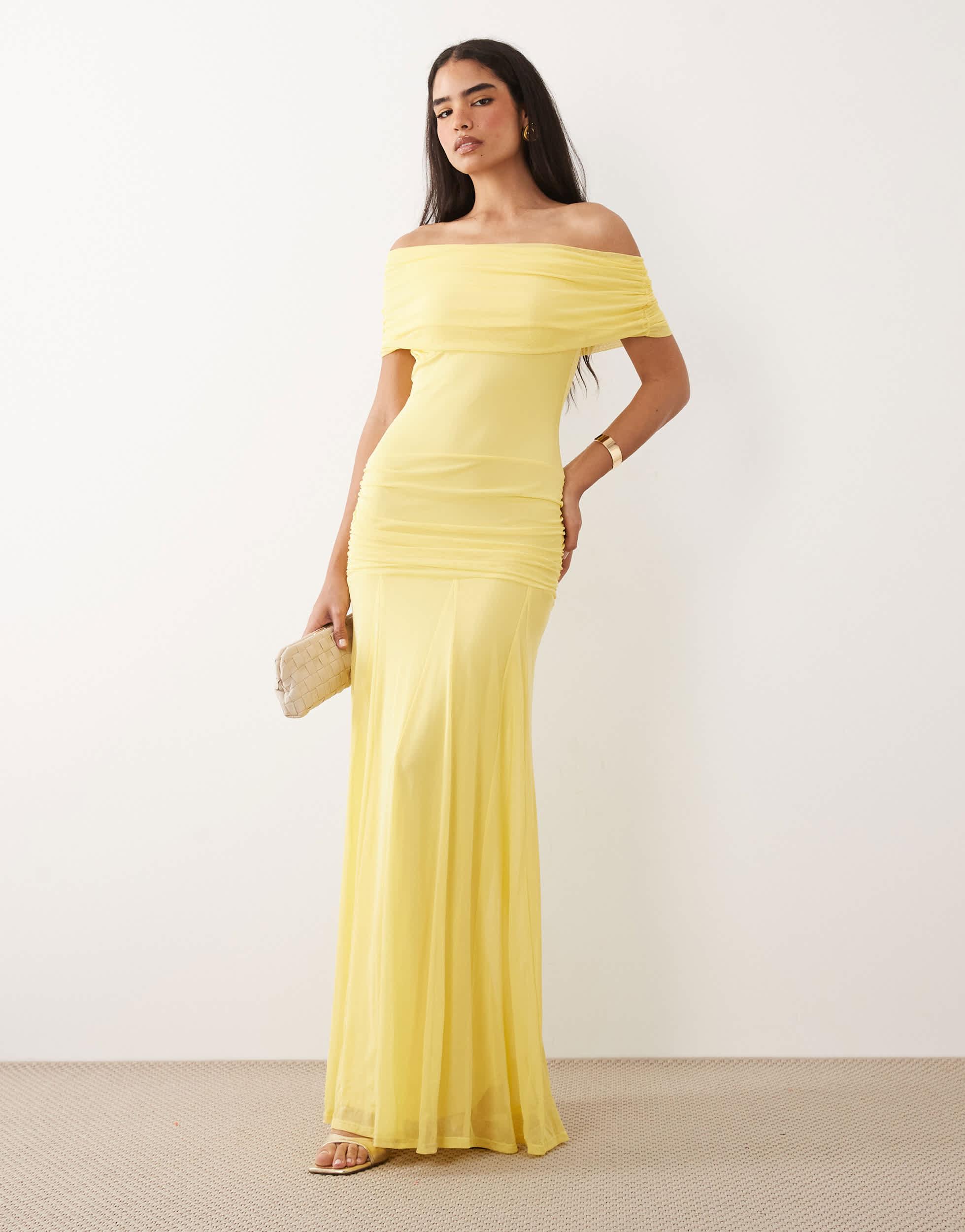 chinese dress ladies Azure Sun Halterneck Drop Waist Maxi Dress Yellow