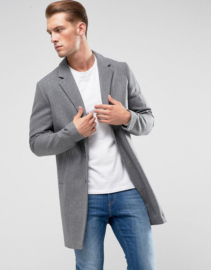 Jack & Jones Premium Wool Overcoat in Grey (Grey) for Men - Lyst
