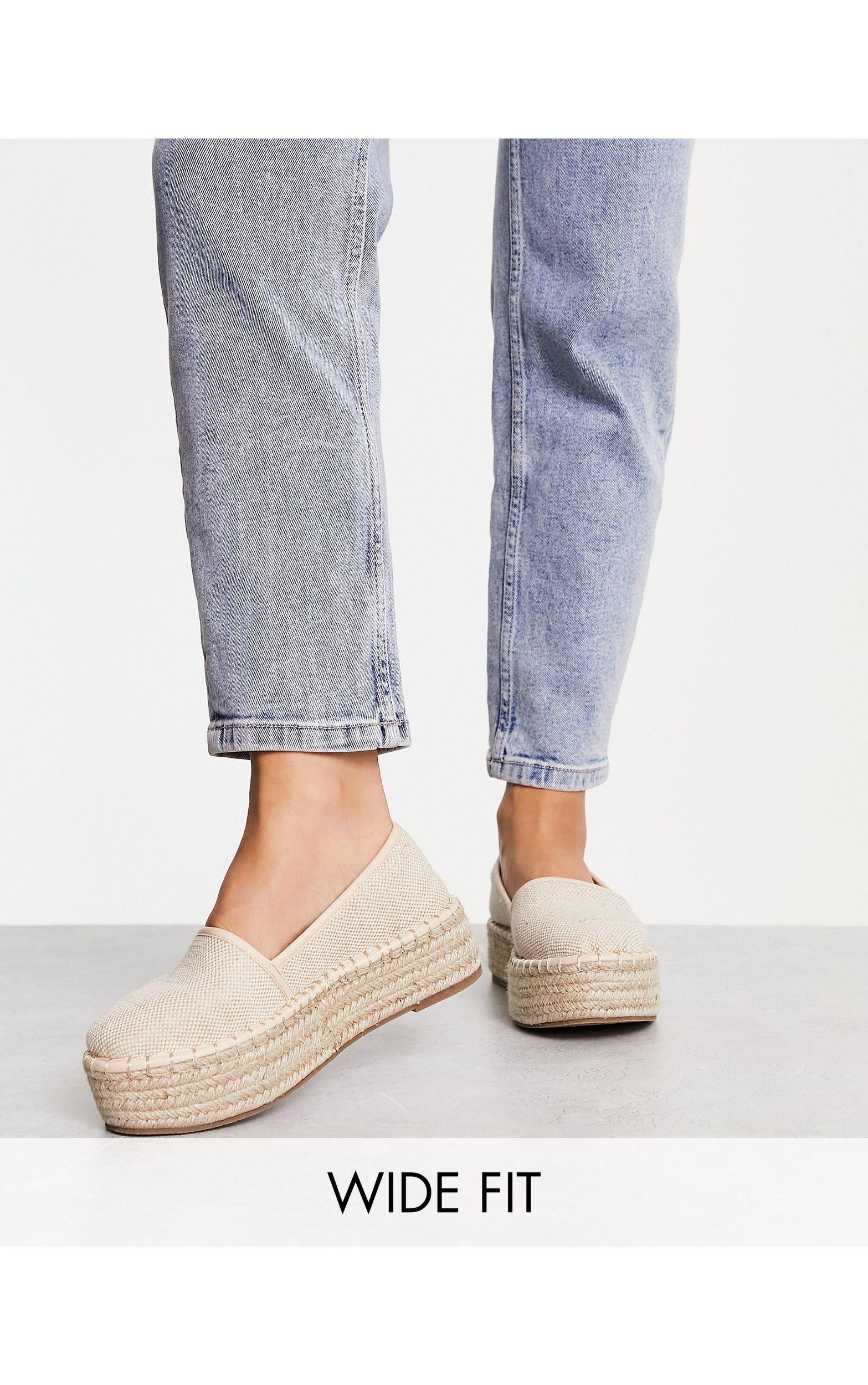 ASOS Wide Fit Journal Flatform Espadrilles in Blue | Lyst