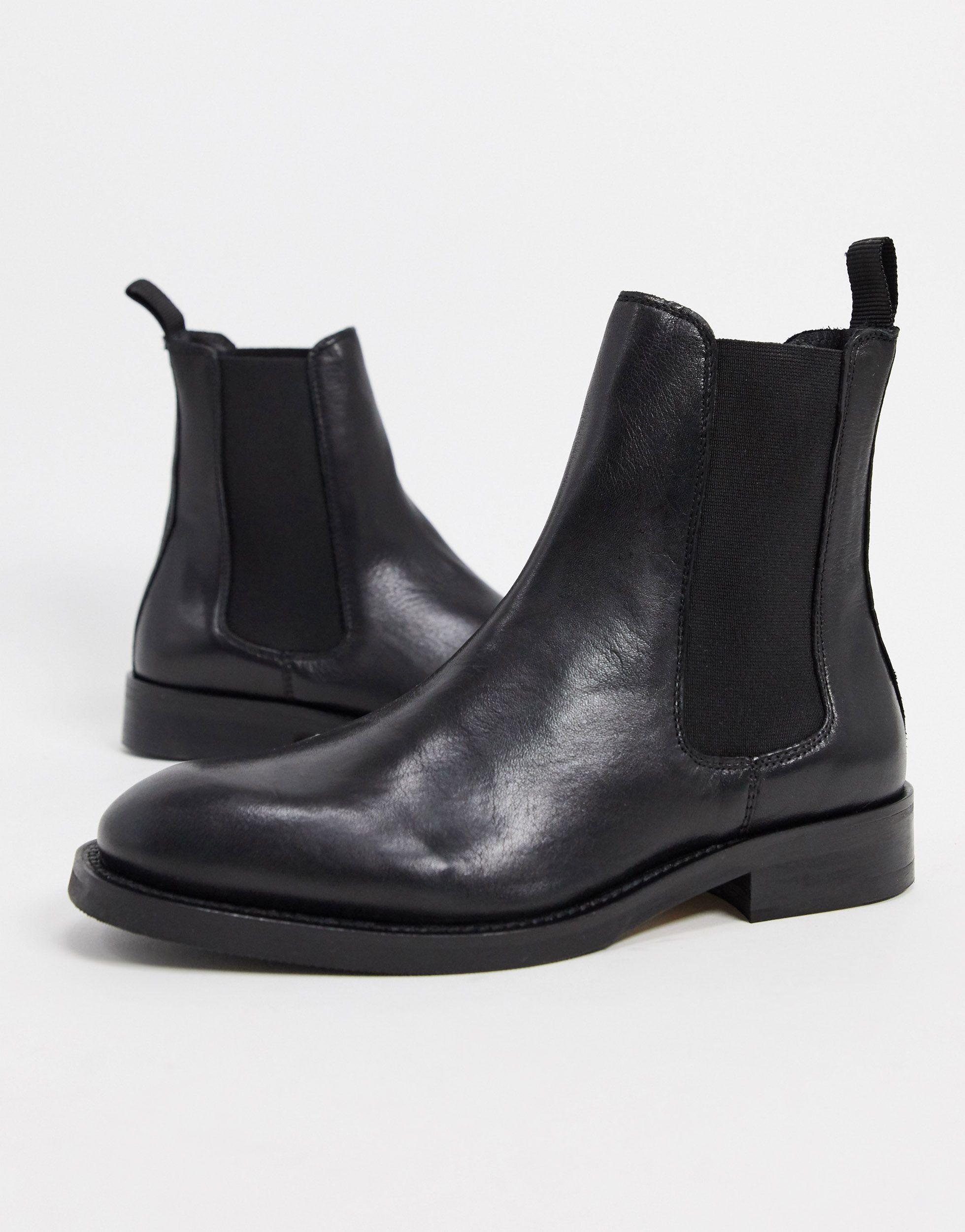 SELECTED Femme Leather Chelsea Boots in Black | Lyst