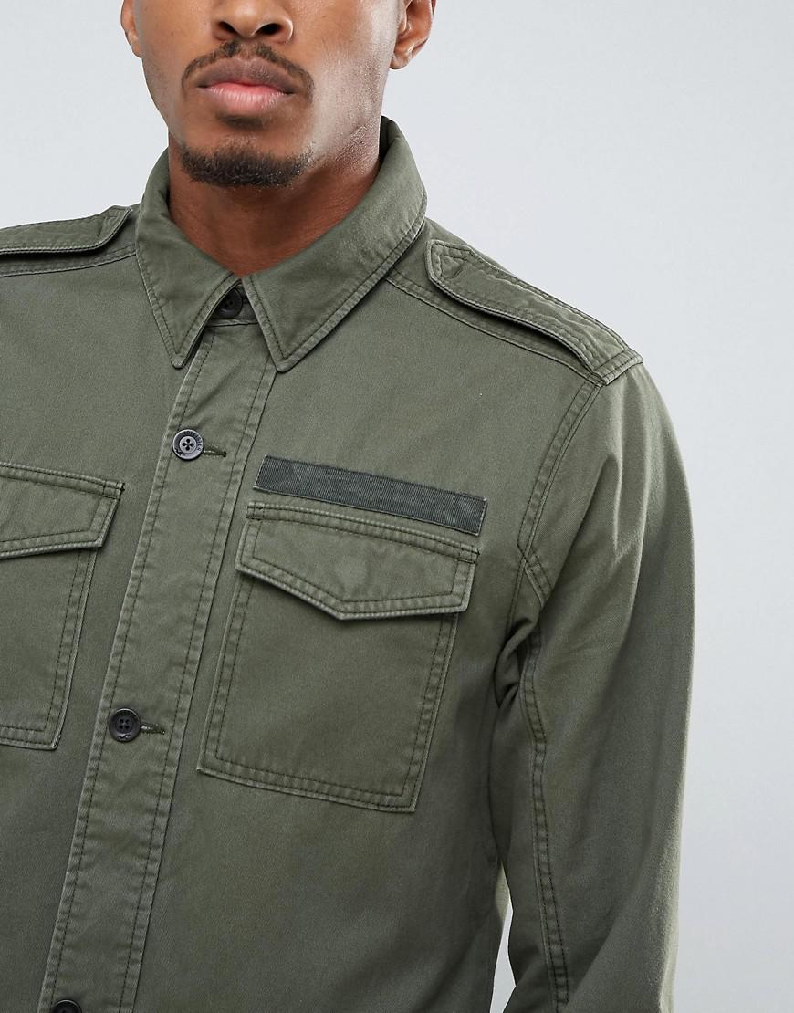 Hollister Twill Military Shirt Jacket In Olive in Green for Men | Lyst
