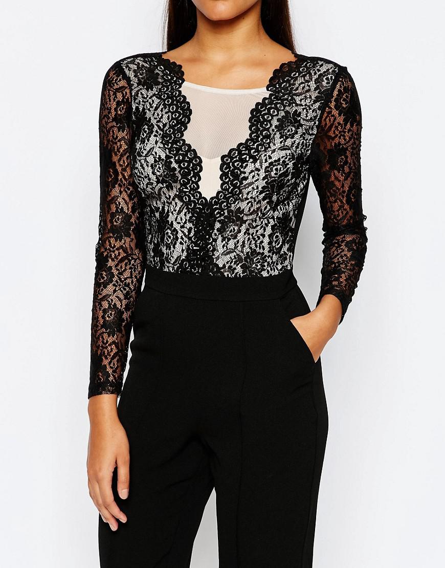 black lace cup cut out high leg body gloves