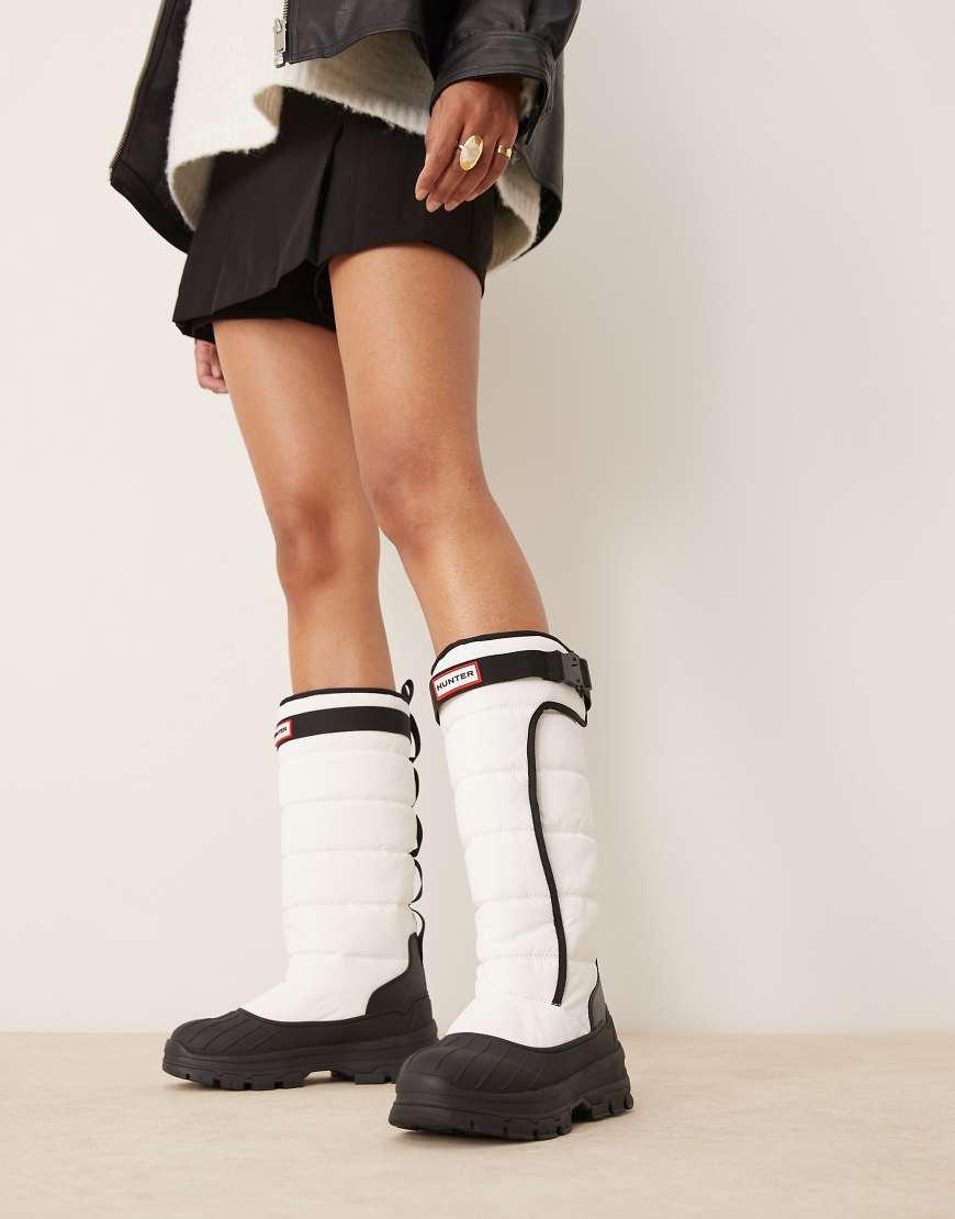ブーツその他 HUNTER UNISEX Intrepid Buckle Tall  Boots White Black WF HUNTER Intrepid Tall Buckle Boots in White / Black | endource