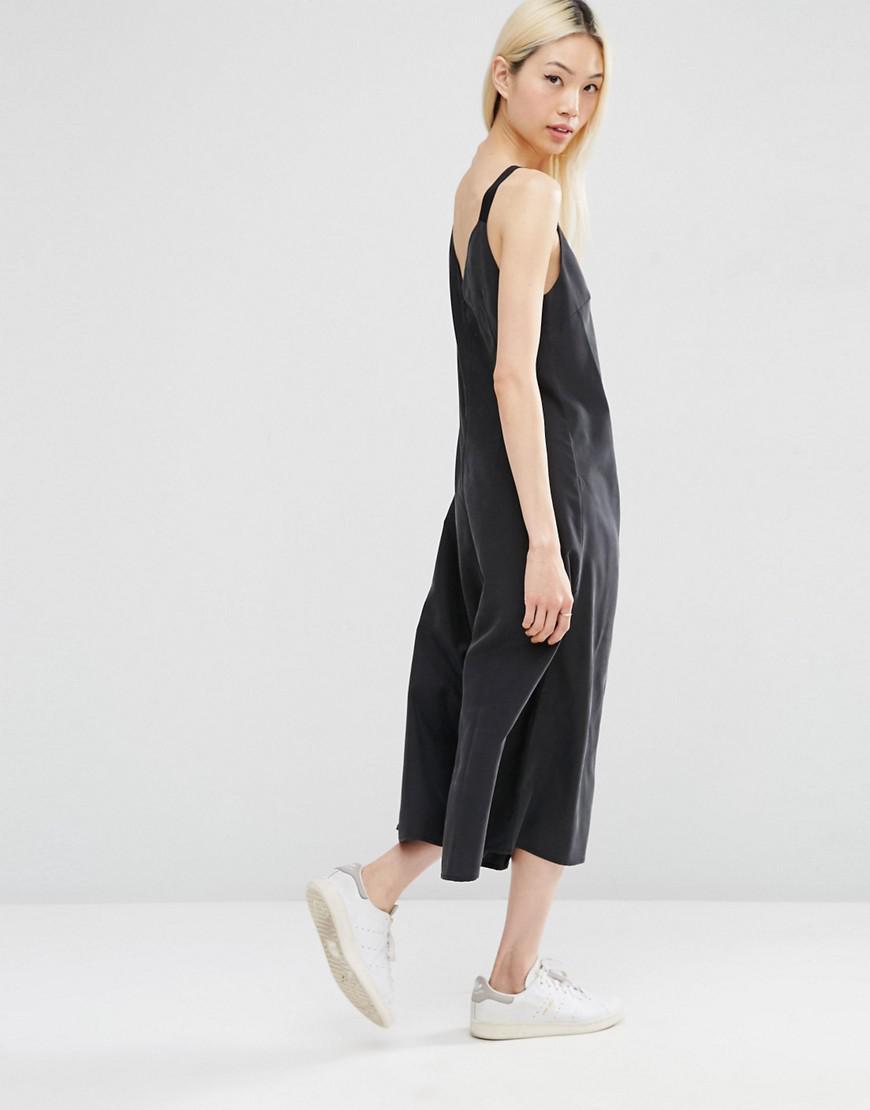 ASOS Synthetic Oversized Minimal Jumpsuit With Culotte Leg in Black - Lyst