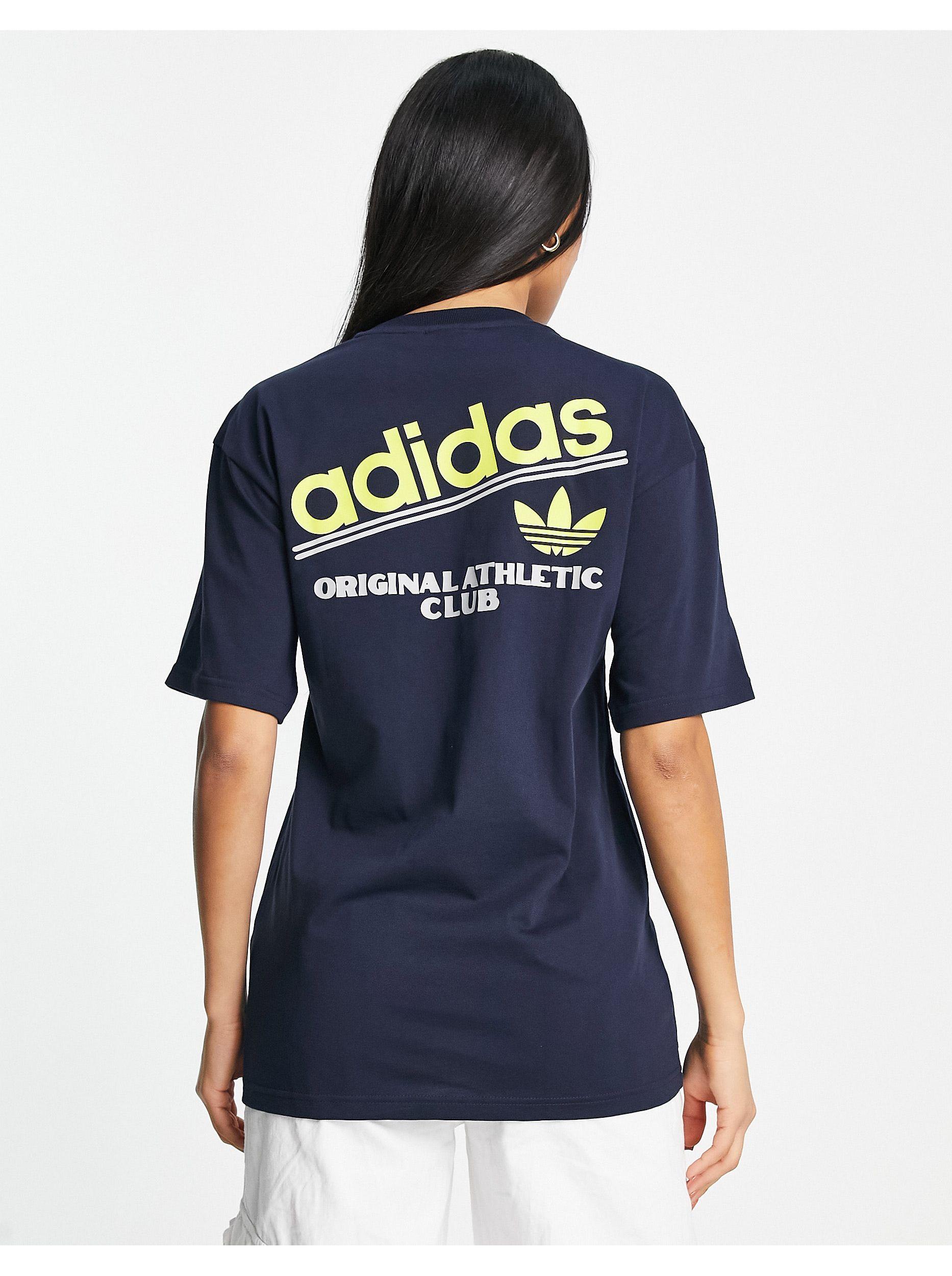 adidas Originals Sprt Us Athletic Club Boyfriend Fit T-shirt in Blue | Lyst