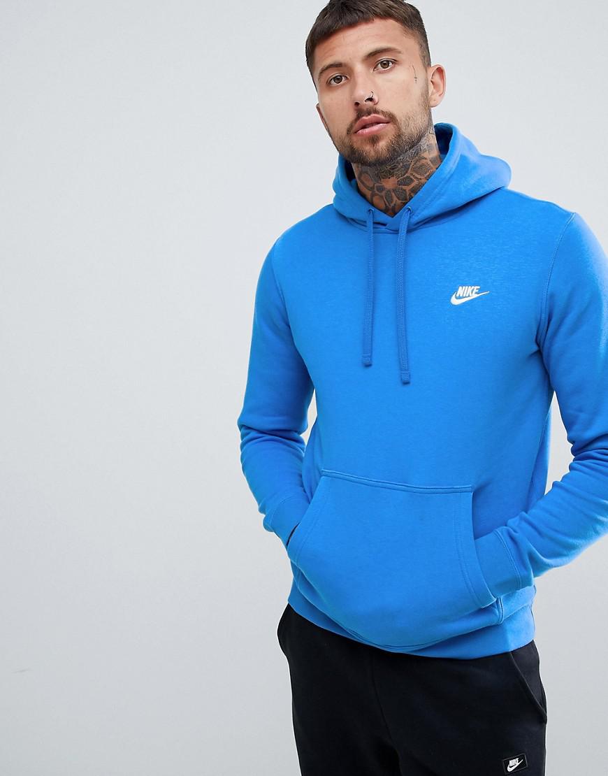 Nike Club Swoosh Pullover Hoodie In Blue 804346-403 for Men - Lyst