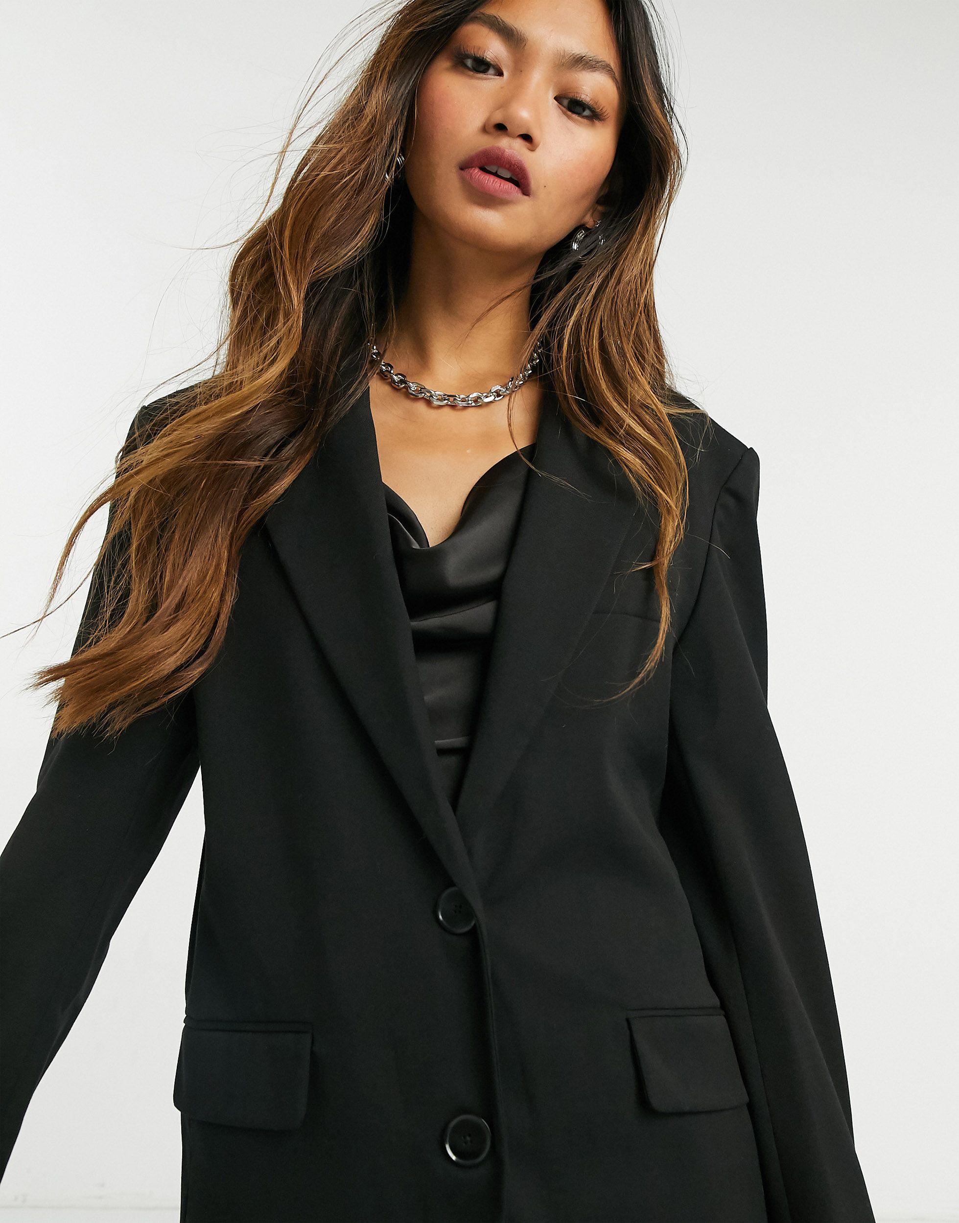 Bershka Oversized Blazer, Plain Pattern in Black - Lyst