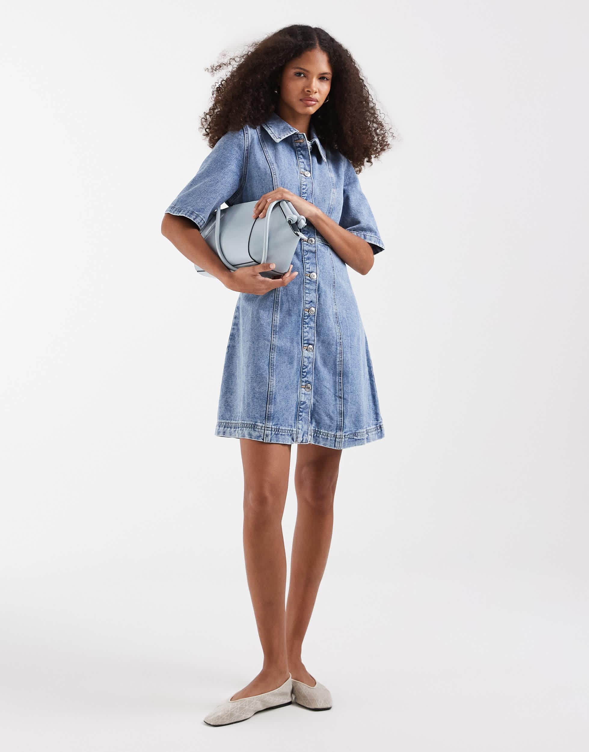 vero moda denim shirt dress VERO MODA Shirt Dress in Blue Denim