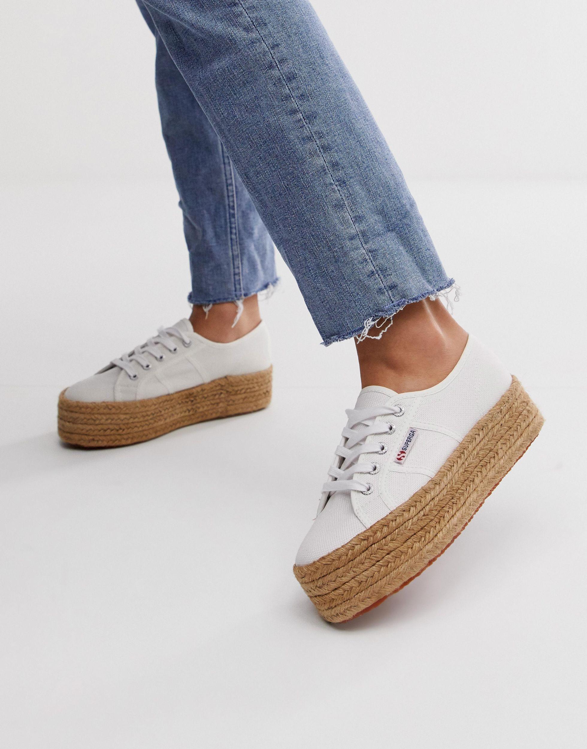superga white flatforms