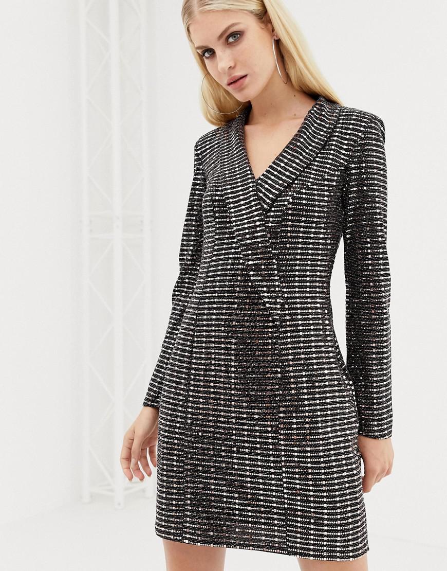 lipsy long sleeve tux dress