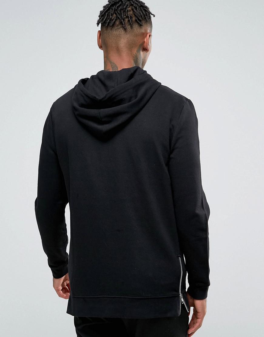 longline zip up hoodie mens