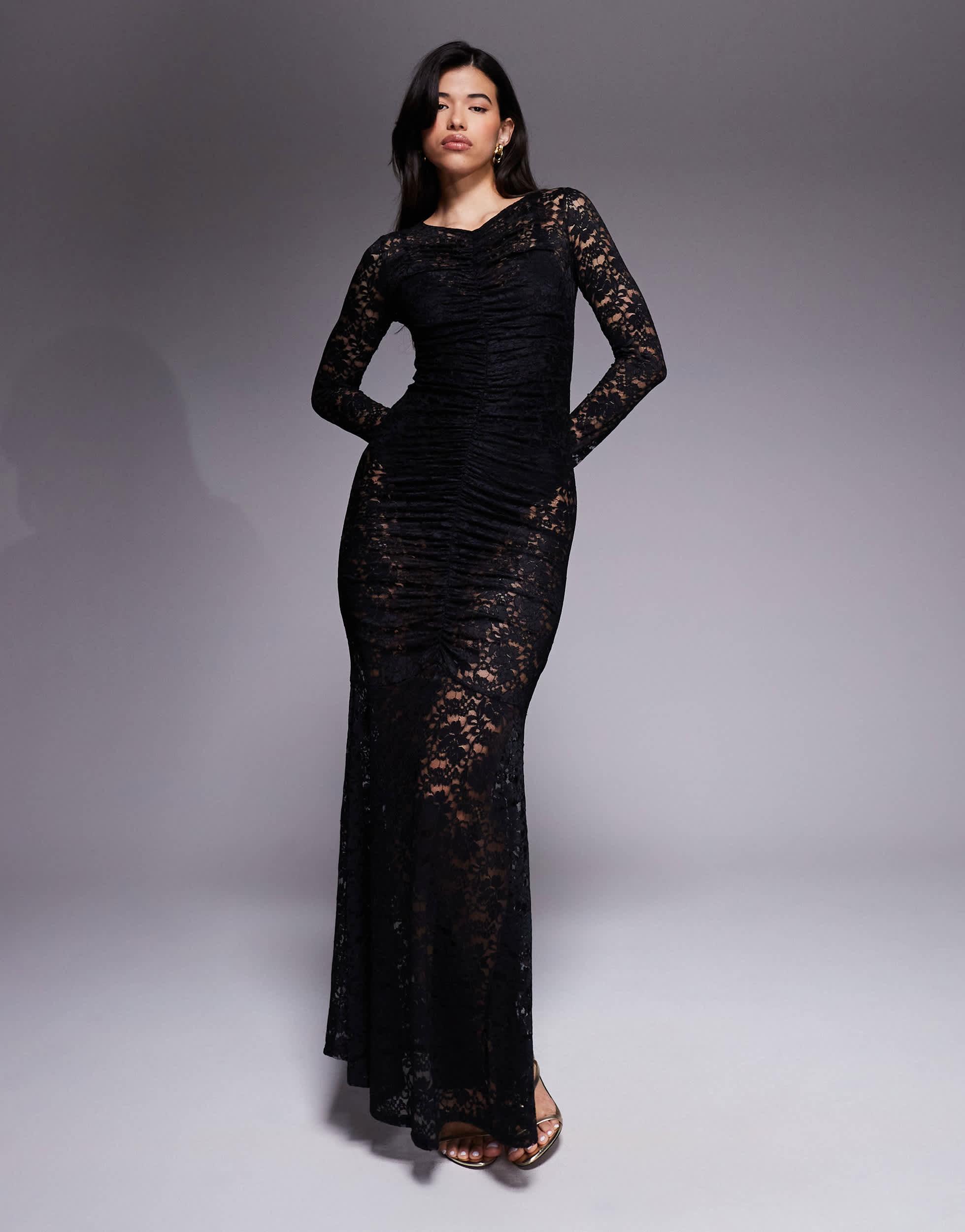 fitted lace wedding dress Slip Maxi Long Sleeve Dress-PUMIEY-Bodysuits and Shapewear main image 0
