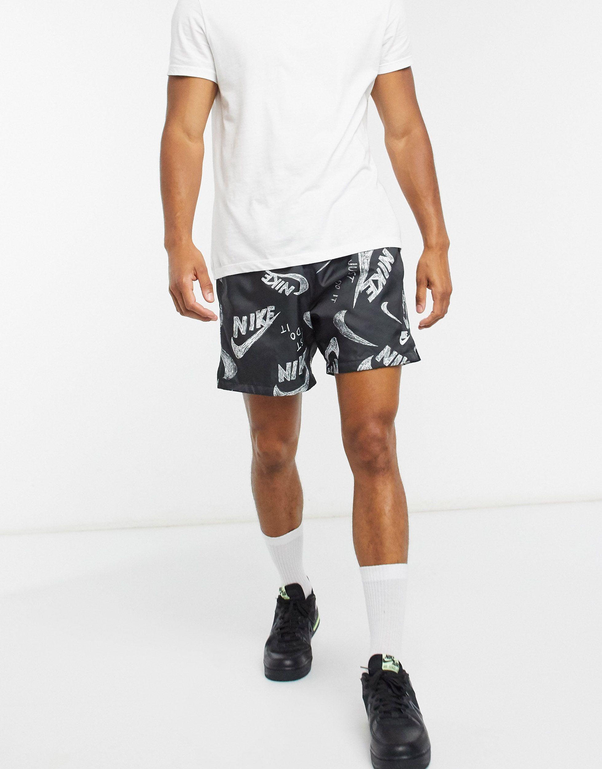 Nike Club All Over Logo Print Shorts in Black for Men | Lyst