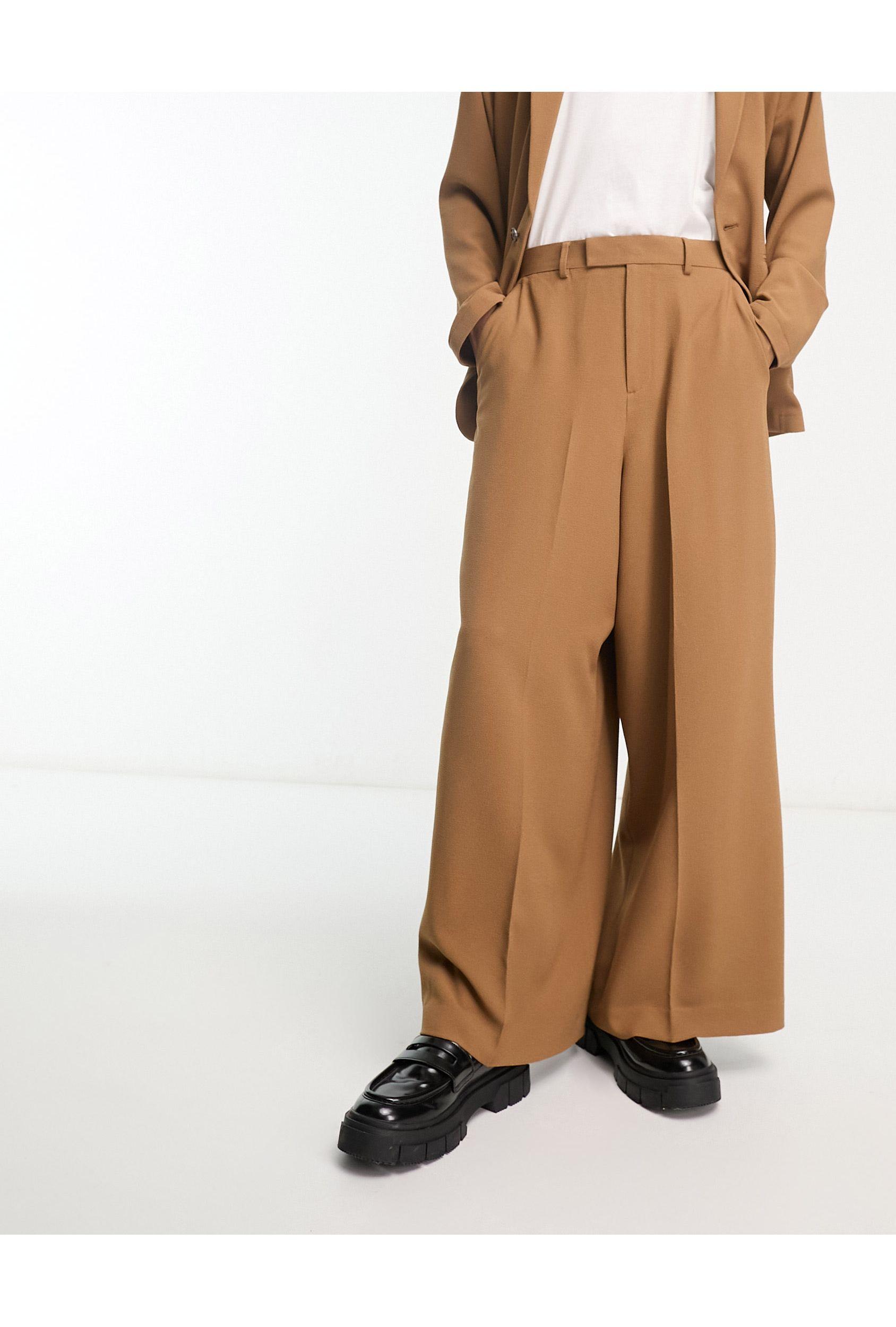 ASOS Extreme Wide Leg Suit Trousers in Brown for Men | Lyst
