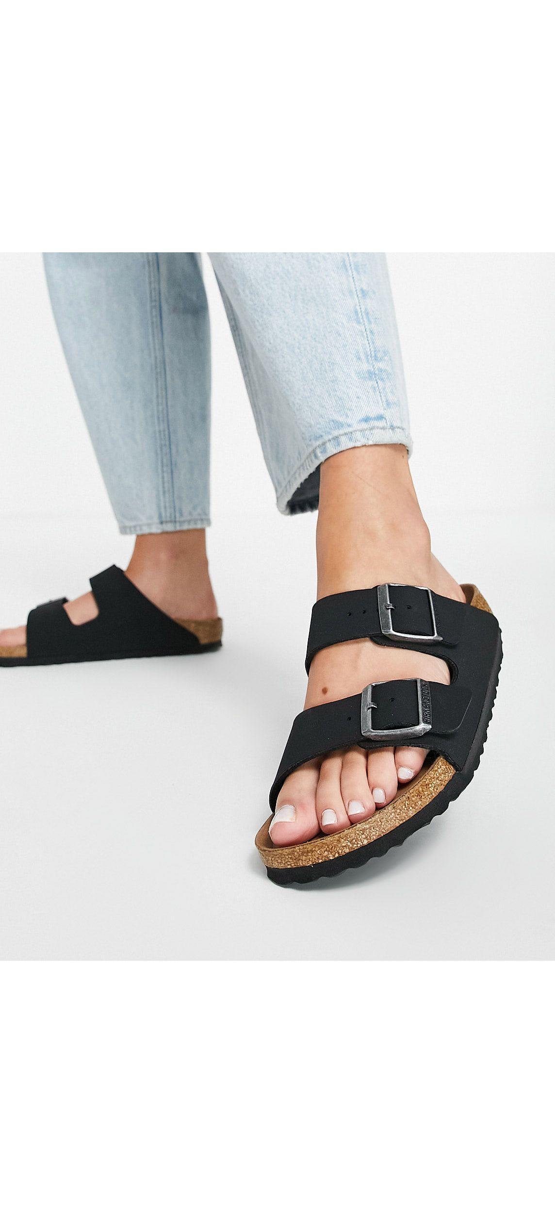 birkenstock arizona black flat sandals