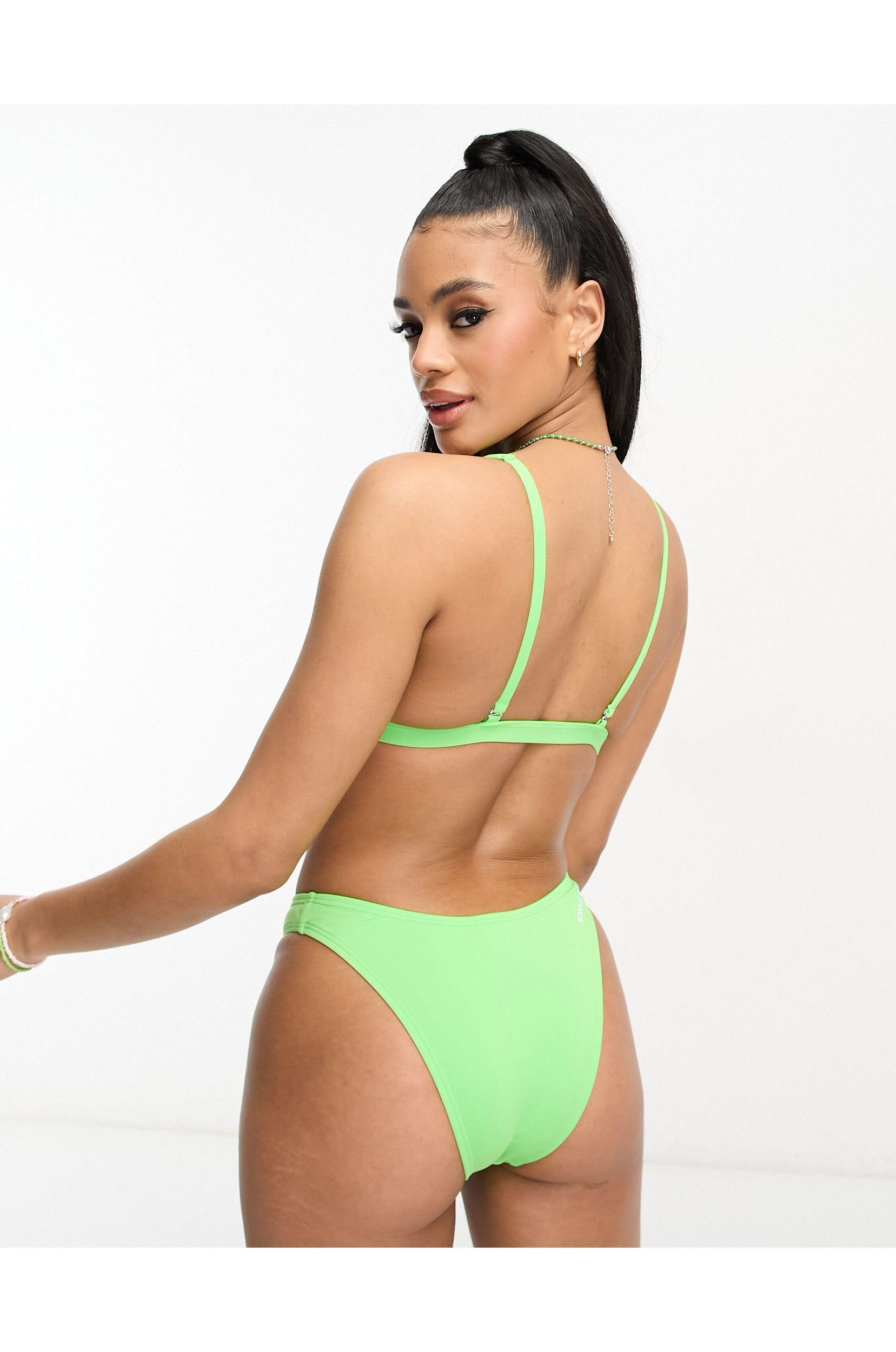 Speedo Scoop Front Multi Tie Bikini Top in Green | Lyst